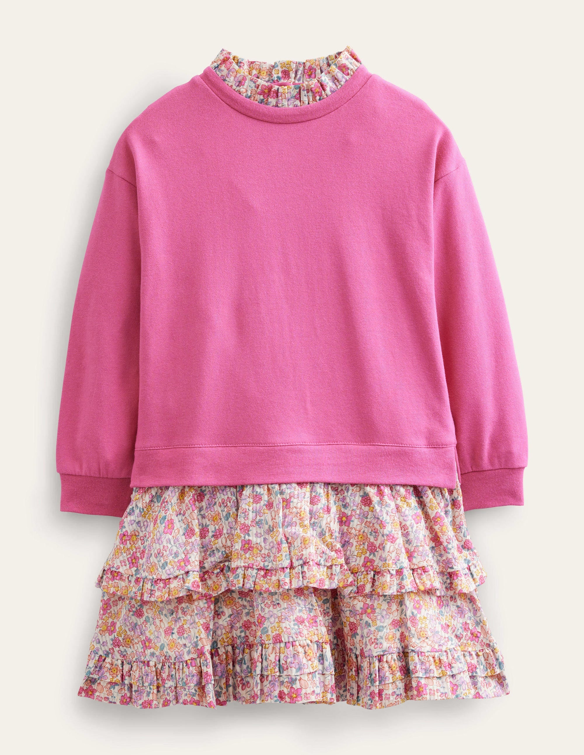 Sweat Woven Mix Dress-Sweet William Pink - Image 1