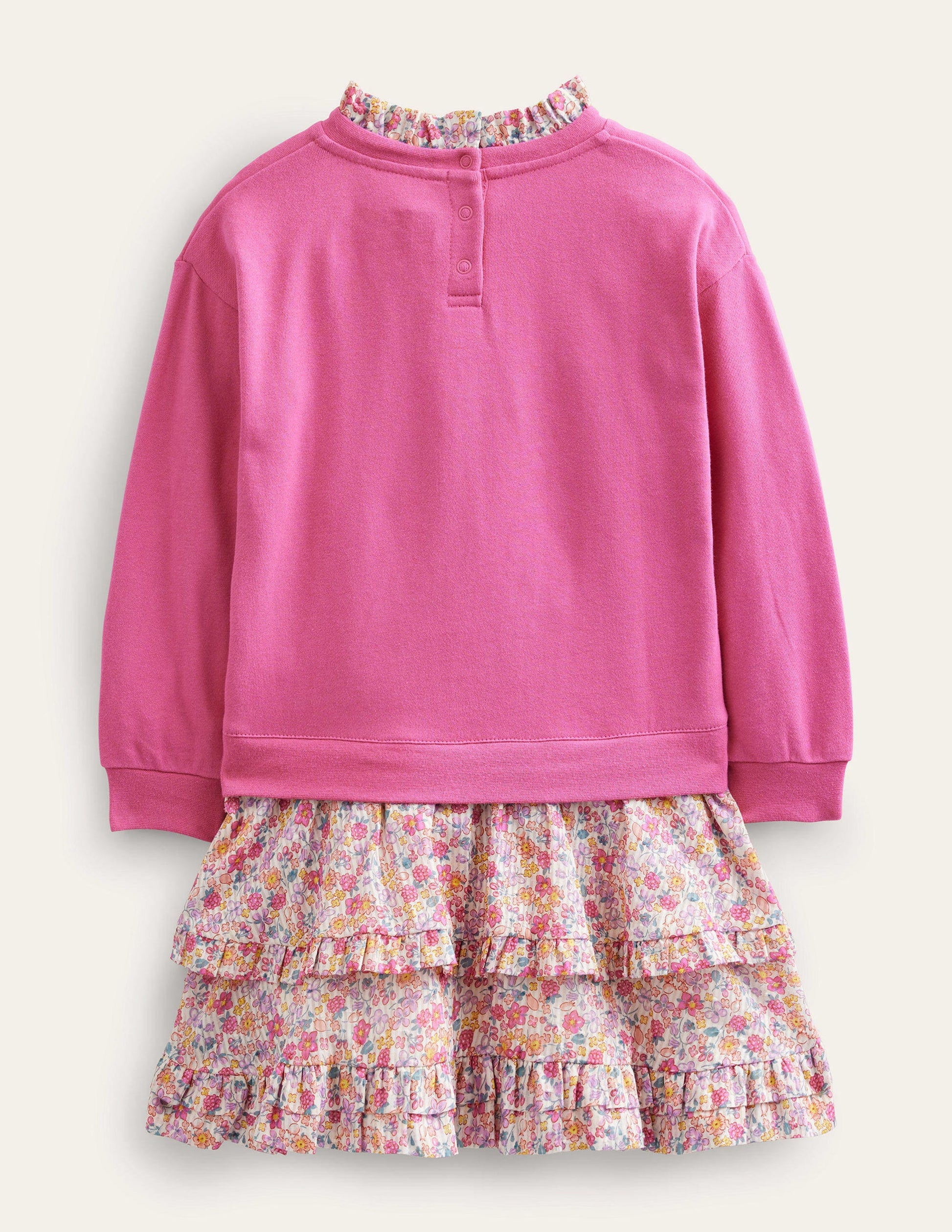 Sweat Woven Mix Dress-Sweet William Pink-2