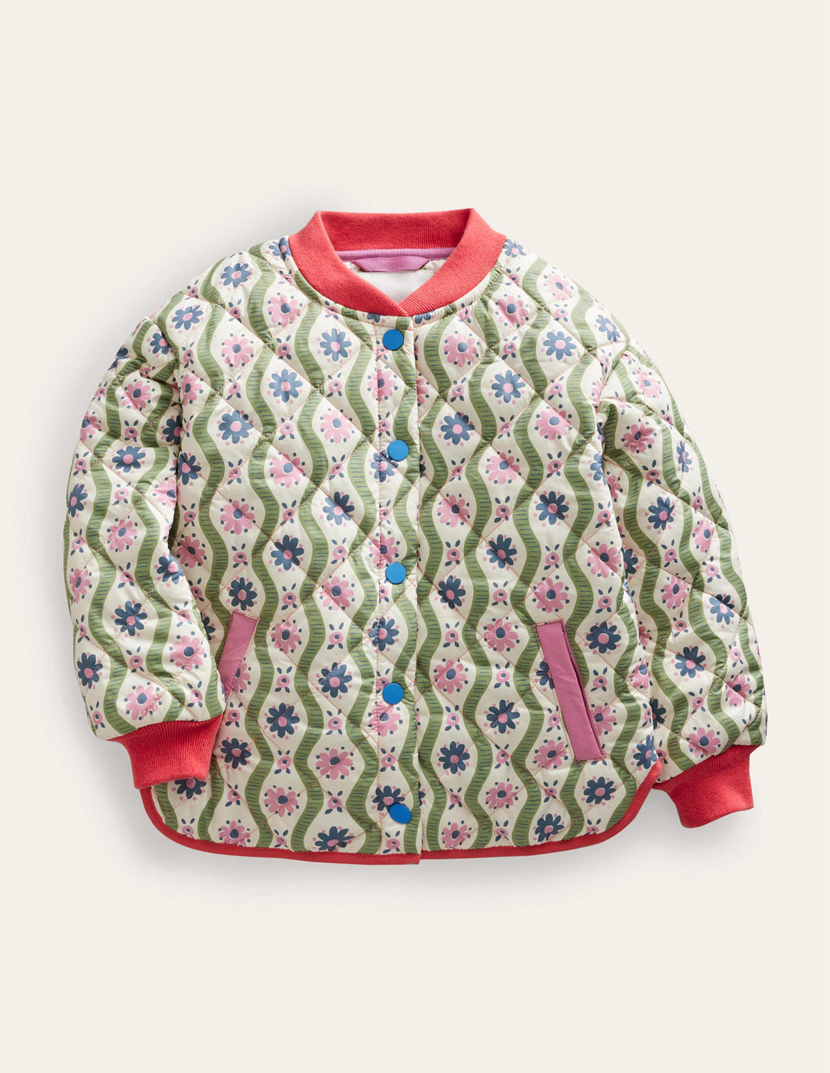 Quilted Bomber Jacket-Vanilla Pod Large Daisy Wave - Image 1