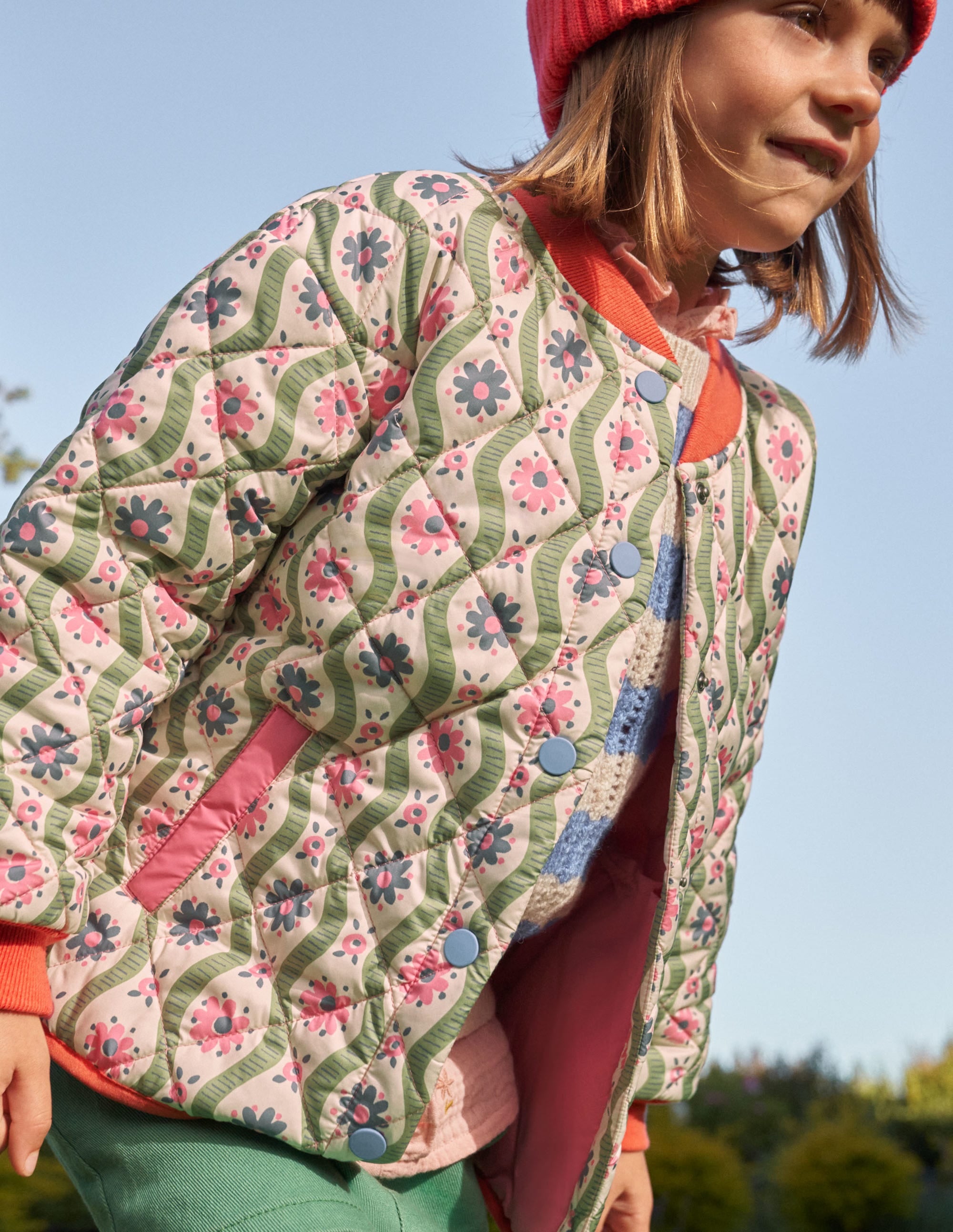 Quilted Bomber Jacket-Vanilla Pod Large Daisy Wave - Image 6