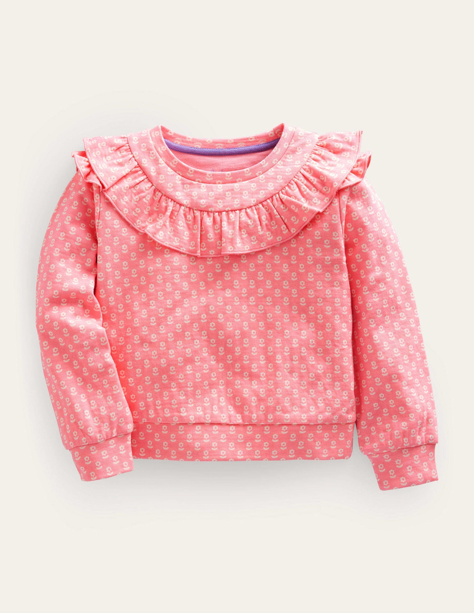 Frill Sweatshirt-Crab Apple Pink Floral-1