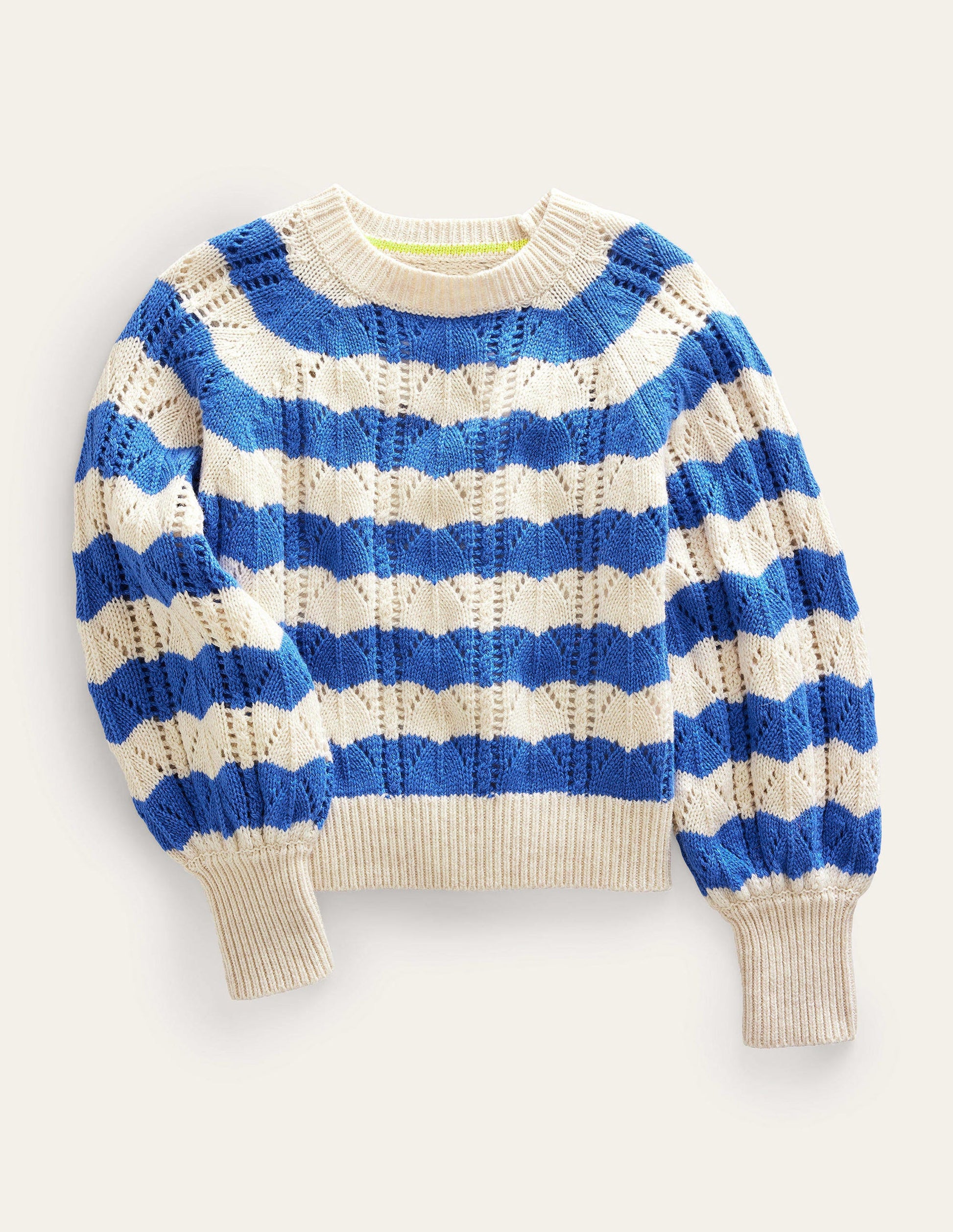 Relaxed Textured Jumper-Blue Stripe-1