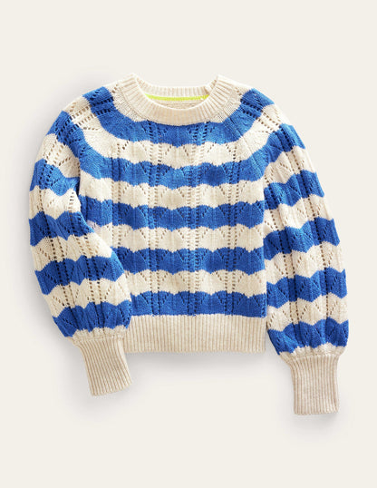 Relaxed Textured Jumper-Blue Stripe-1