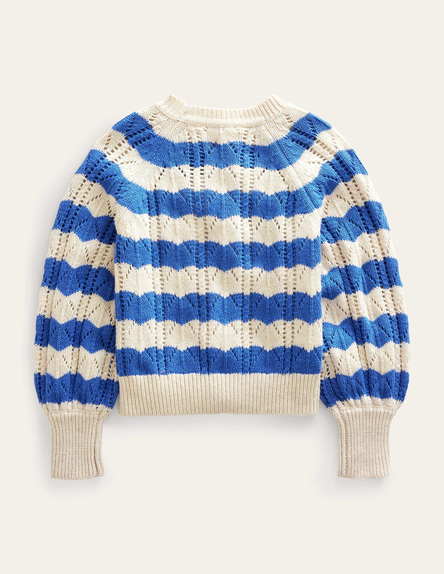 Relaxed Textured Jumper-Blue Stripe
