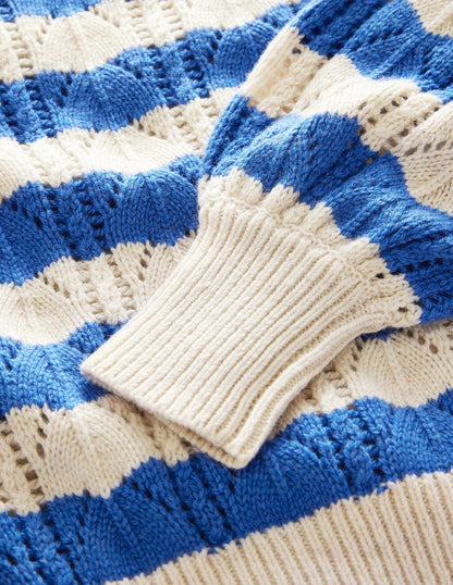 Relaxed Textured Jumper-Blue Stripe-3