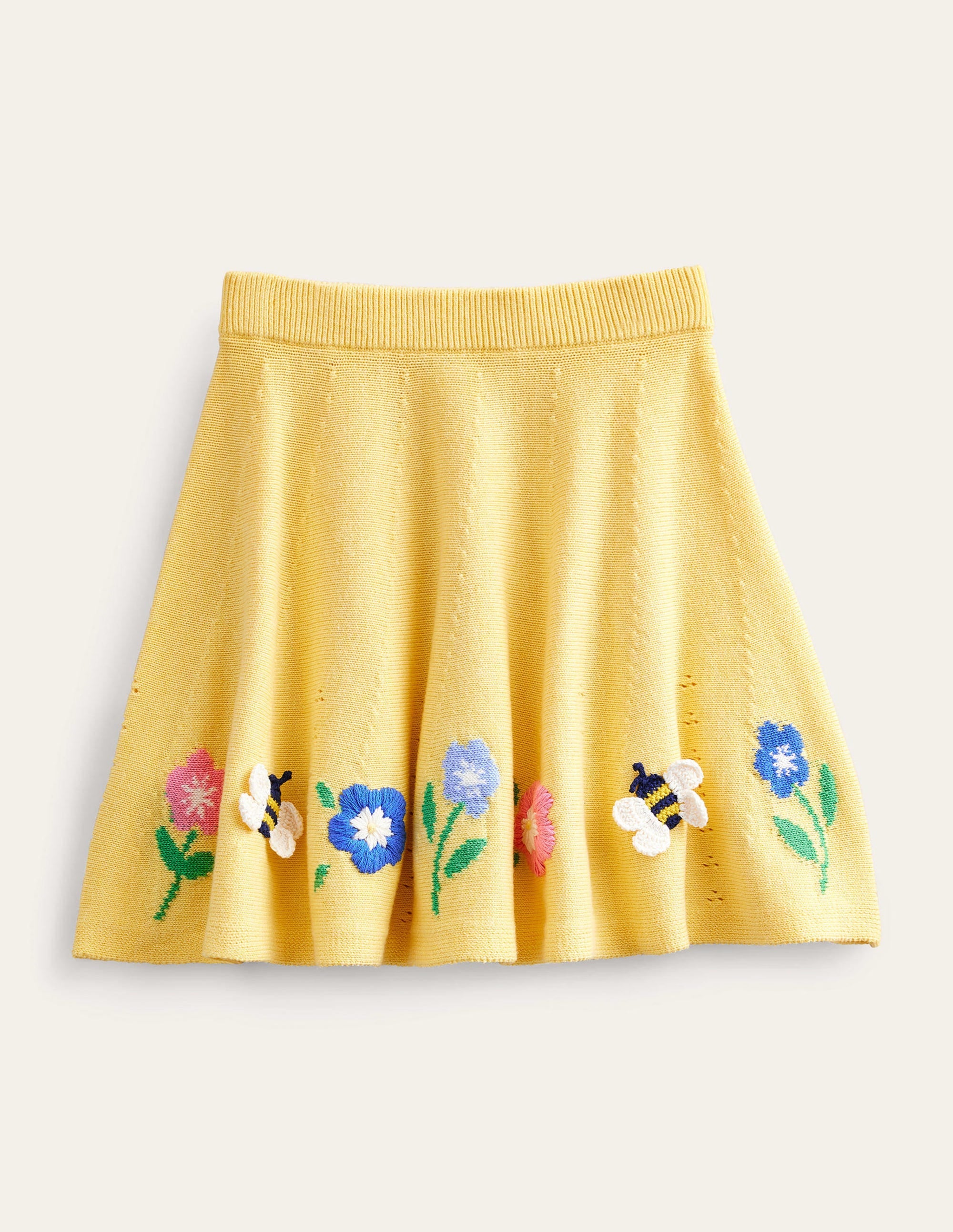 Embroidered Knitted Skirt-Soft Lemon - Image 1