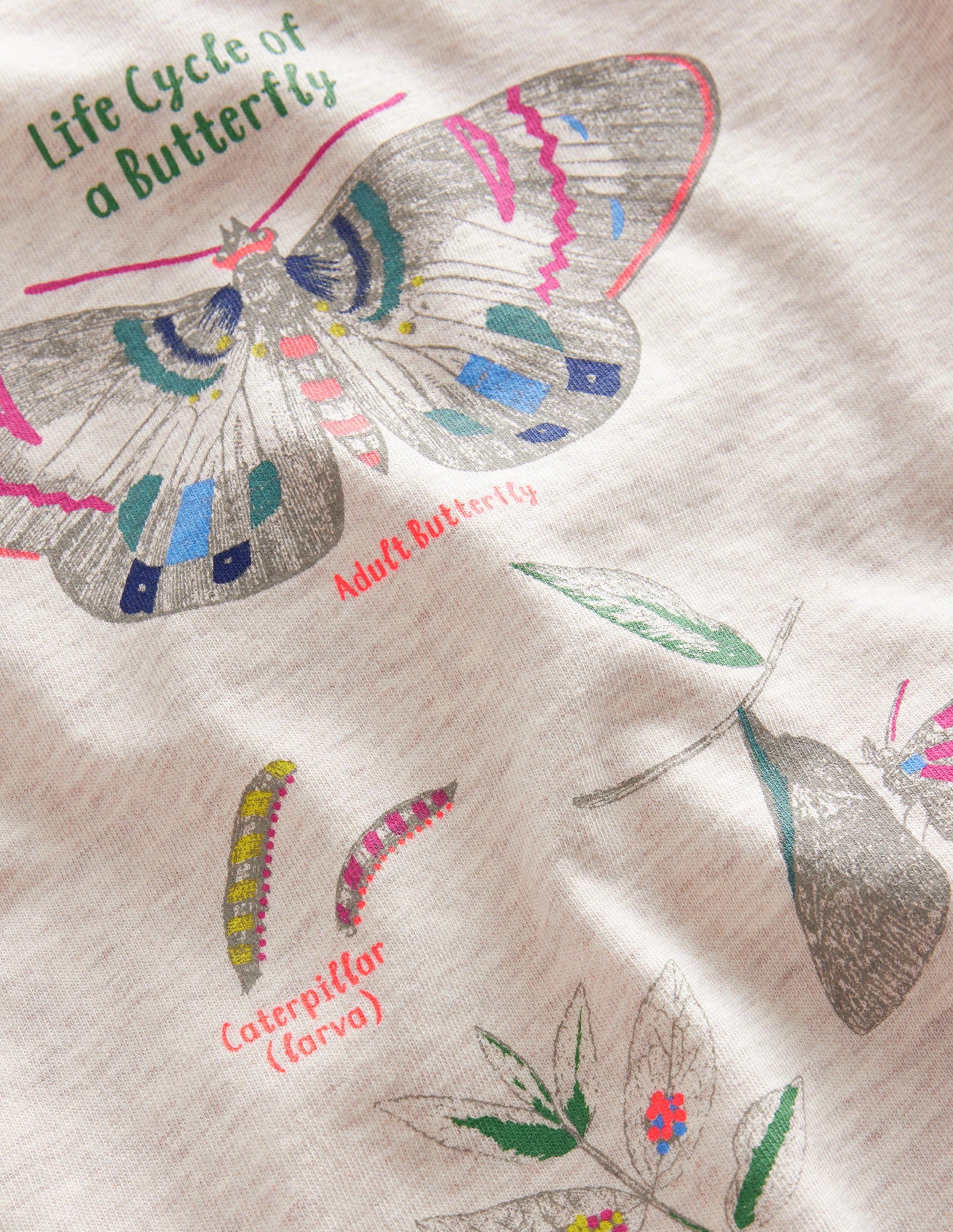 Logo Educational T-shirt-Oatmeal Marl Butterfly-3