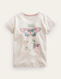Logo Educational T-shirt-Oatmeal Marl Butterfly