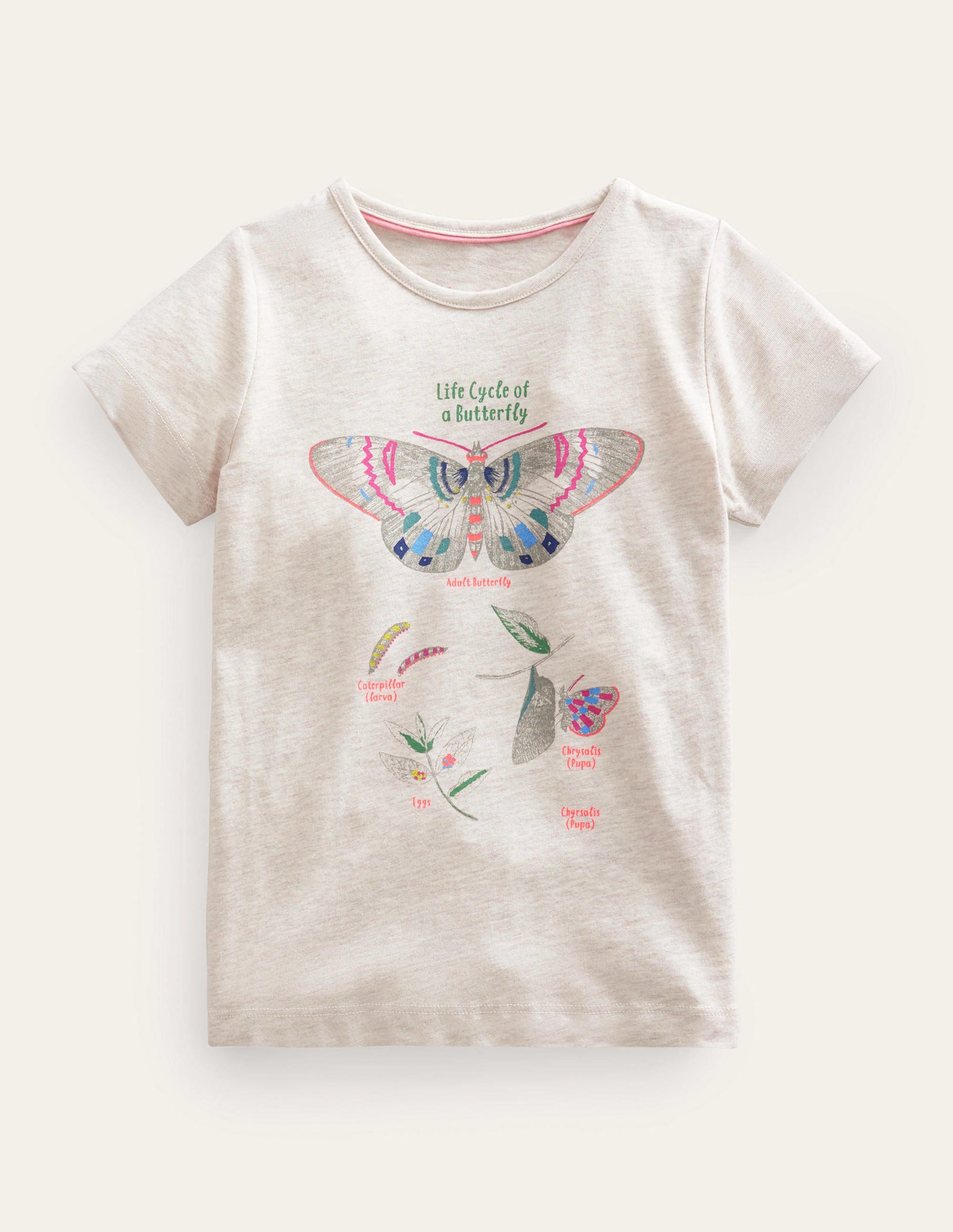 Logo Educational T-shirt-Oatmeal Marl Butterfly - Image 1