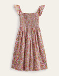 Shirred Jersey Dress-Peach Punch Spring Time Floral
