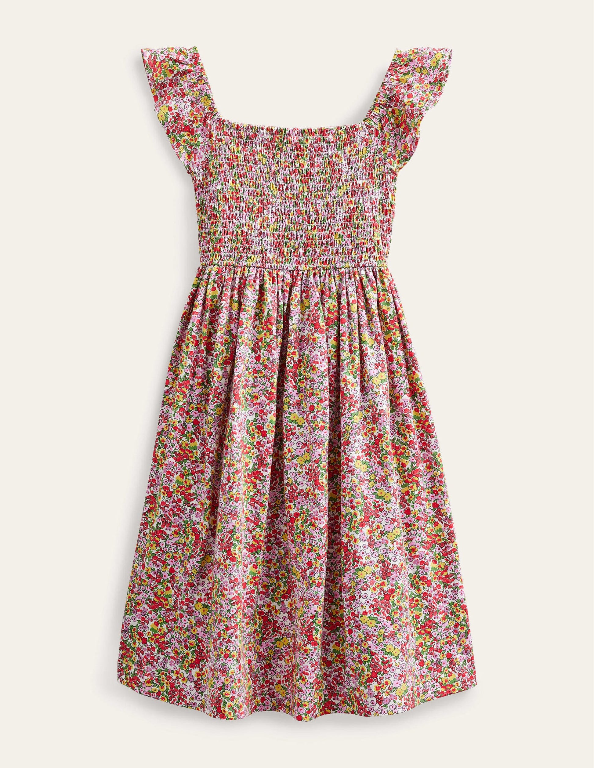 Shirred Jersey Dress-Peach Punch Spring Time Floral-2