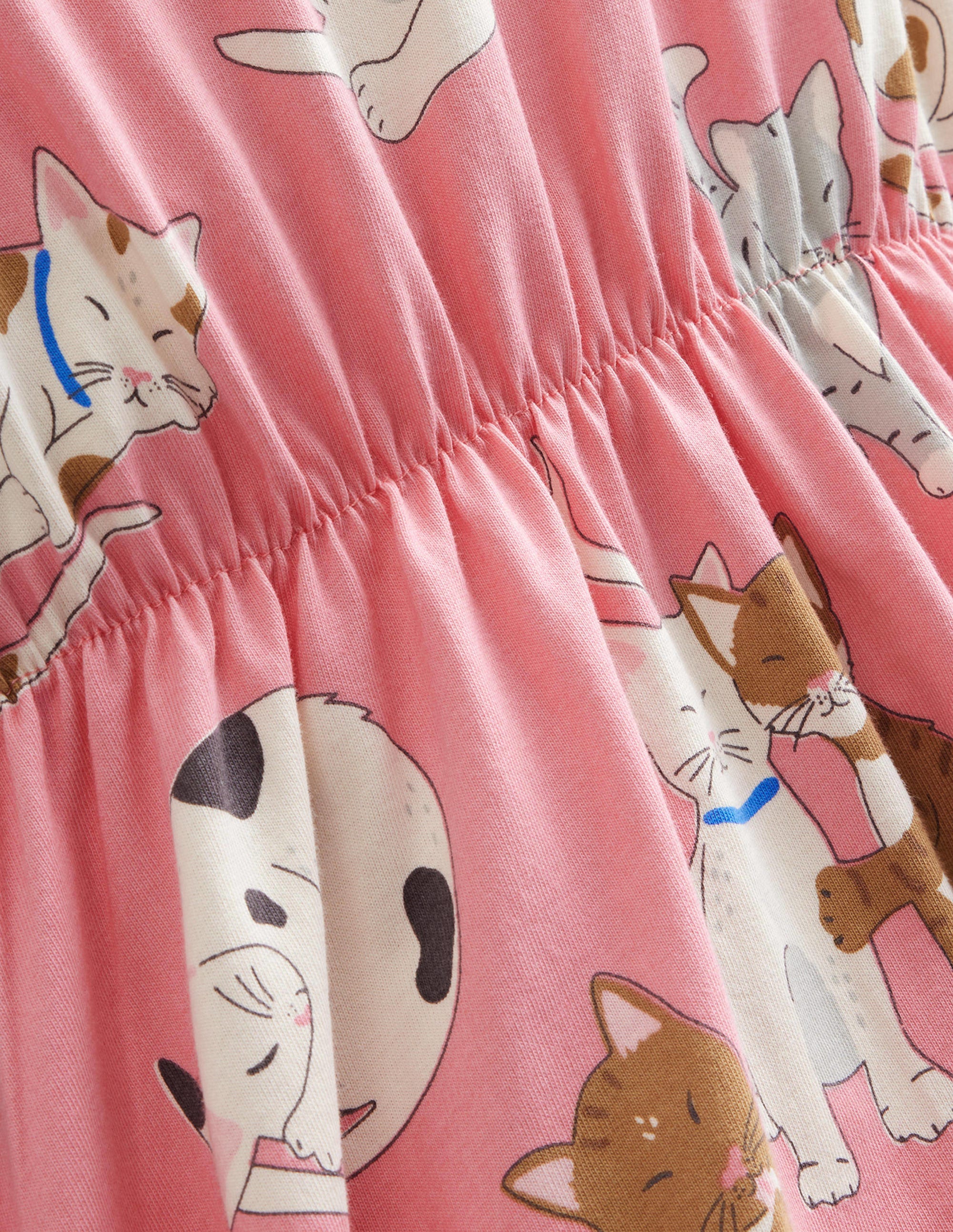 Frill Sleeve Jersey Dress-Crab Apple Pink Cats - Image 3