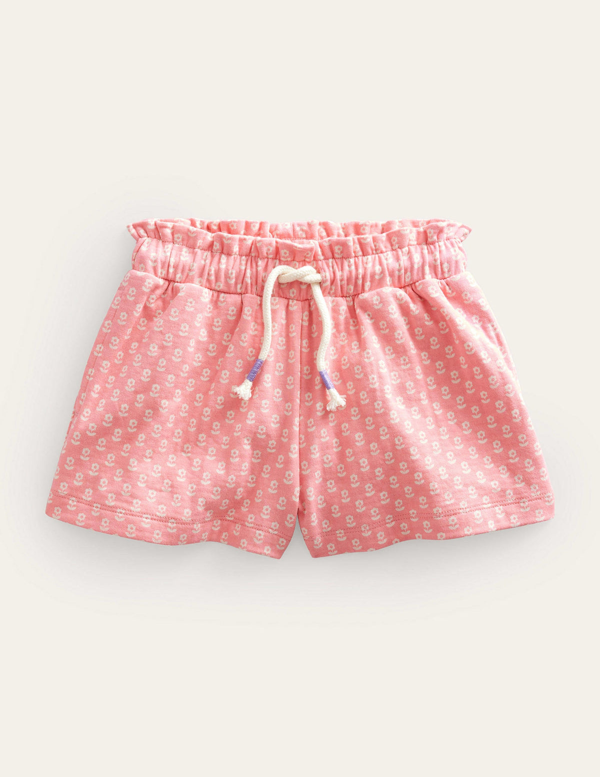 Ruffle Waist Sweat Shorts-Crab Apple Pink Floral - Image 1