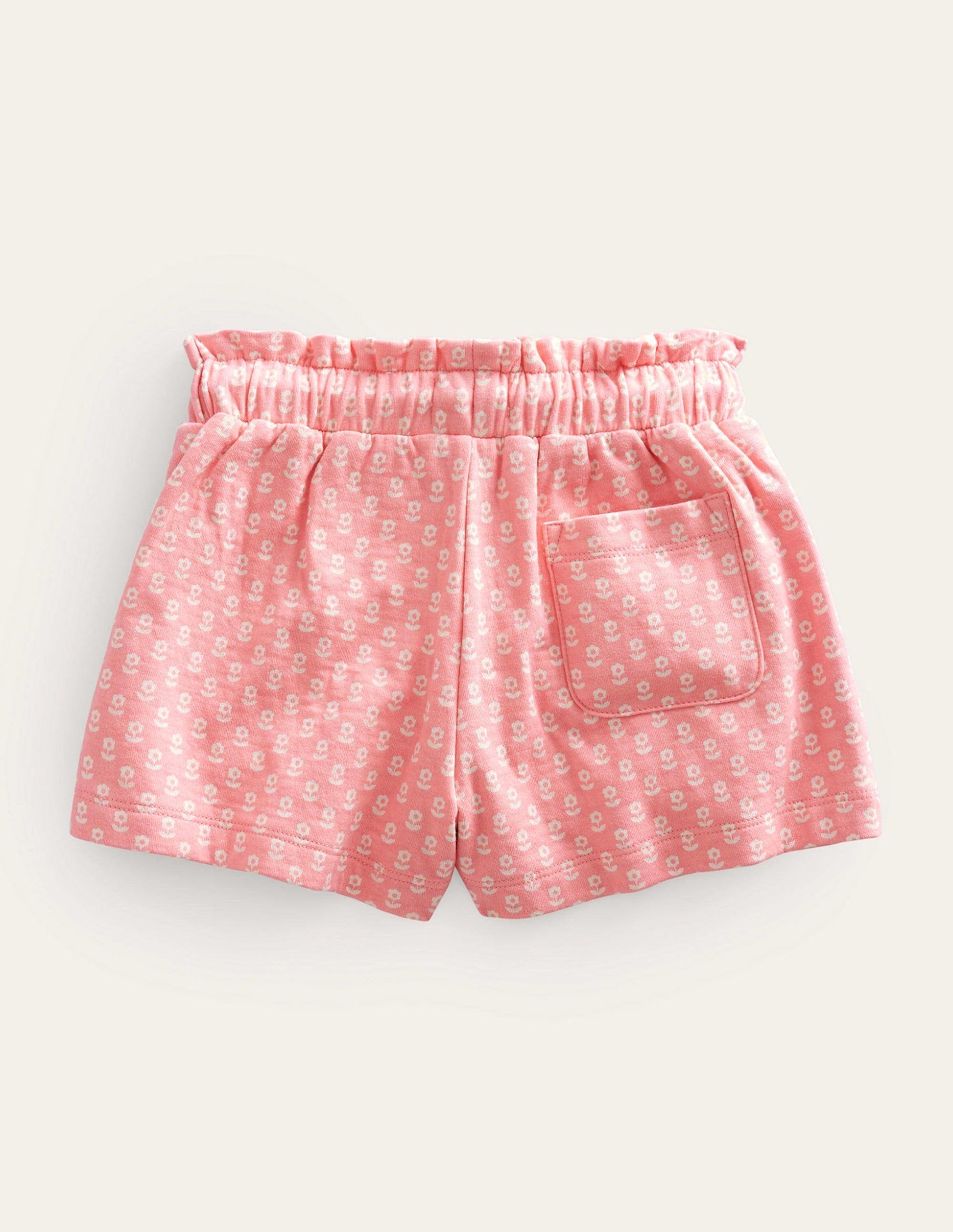 Ruffle Waist Sweat Shorts-Crab Apple Pink Floral-2