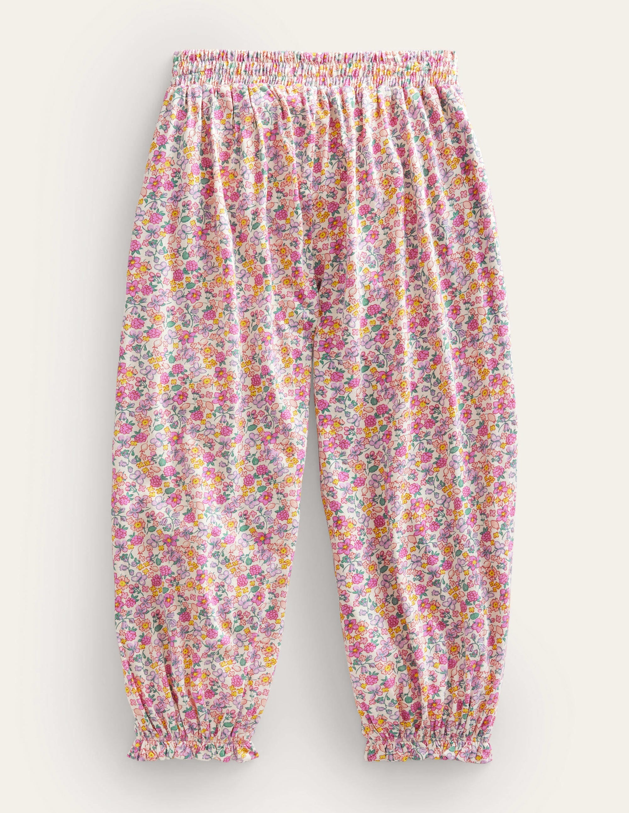 Jersey Harem Trousers-Bright Petal Pink Floral - Image 2