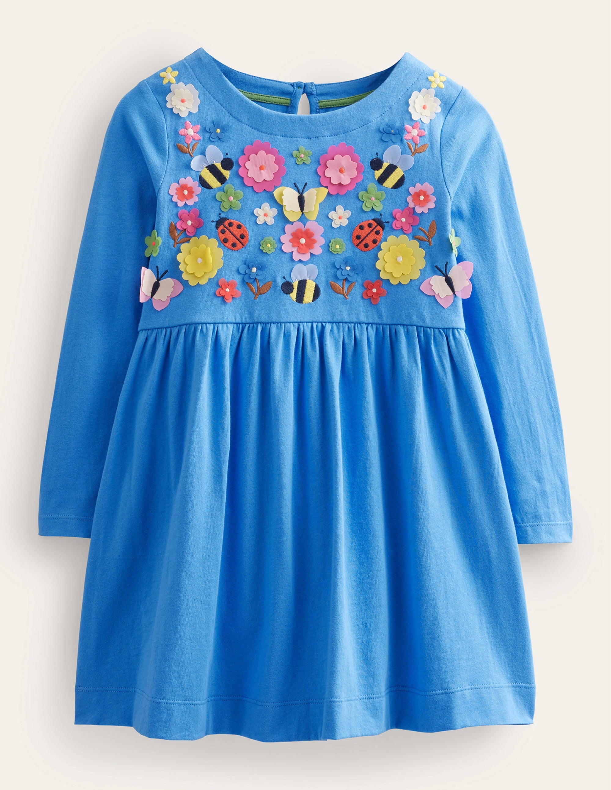 Flutter Jersey Dress-Penzance Blue Floral - Image 1