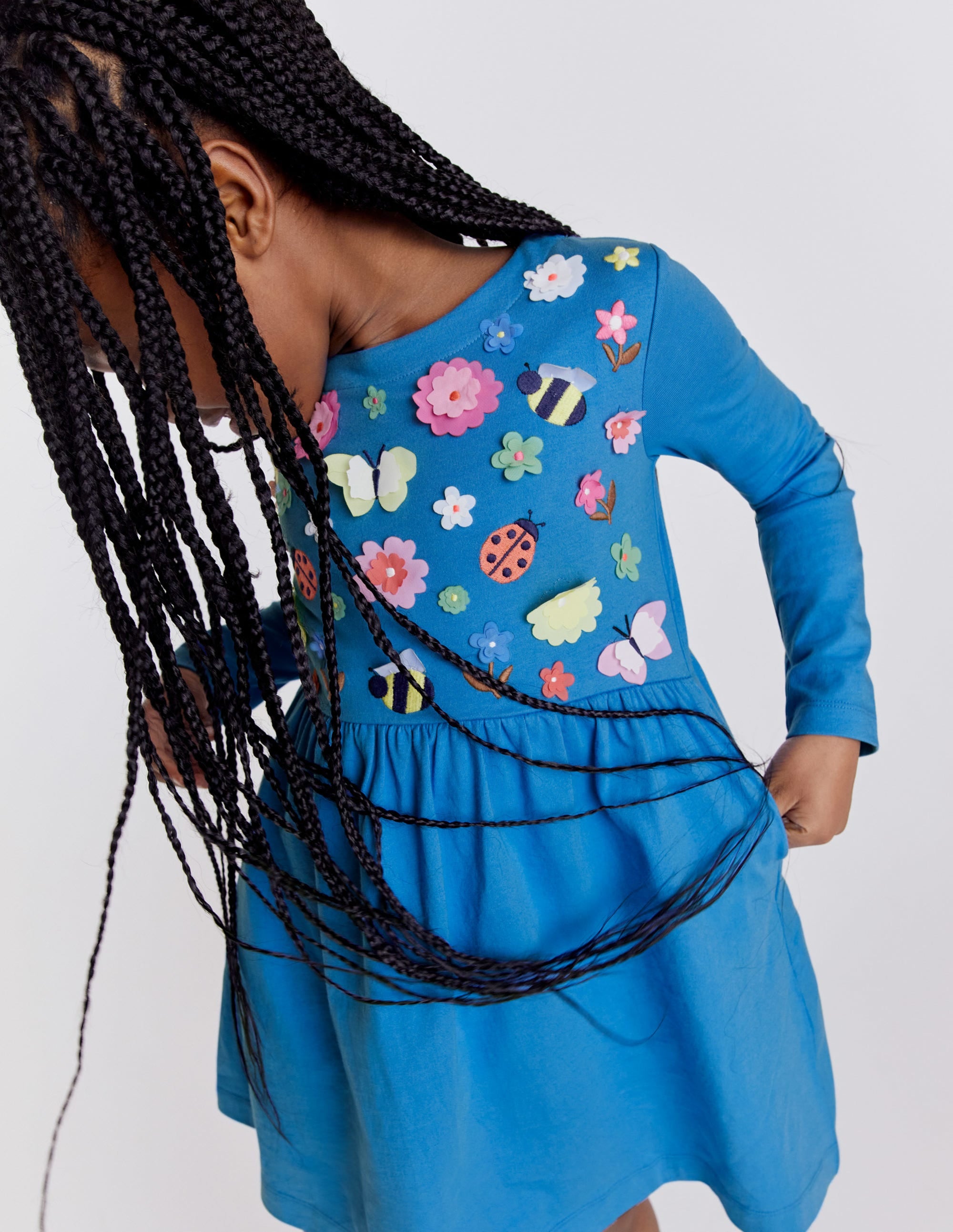 Flutter Jersey Dress-Penzance Blue Floral - Image 7