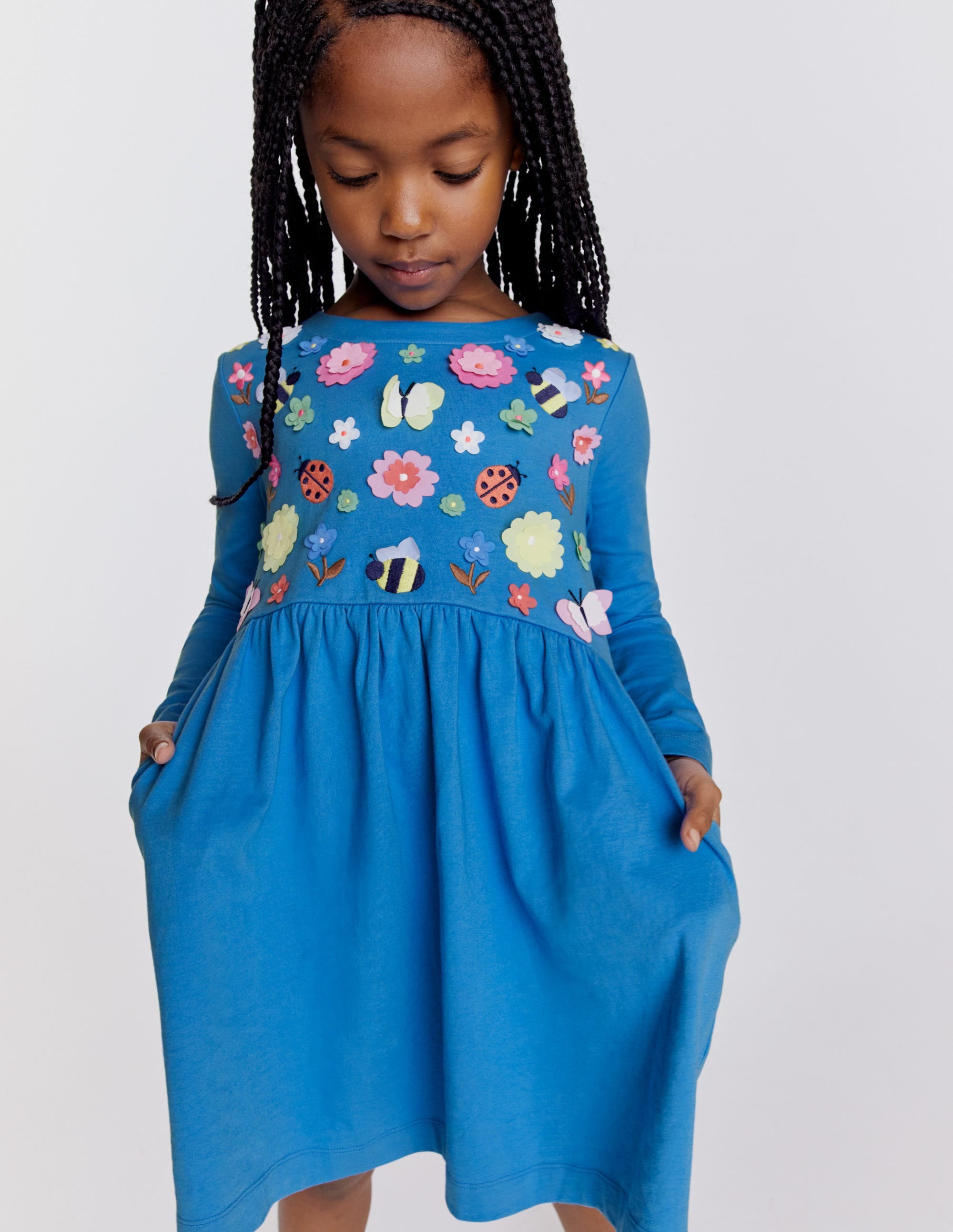 Flutter Jersey Dress-Penzance Blue Floral - Image 8