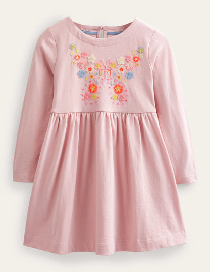 Flutter Jersey Dress-Boto Pink Butterfly