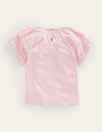 Broderie Mix T-shirt-Boto Pink-2