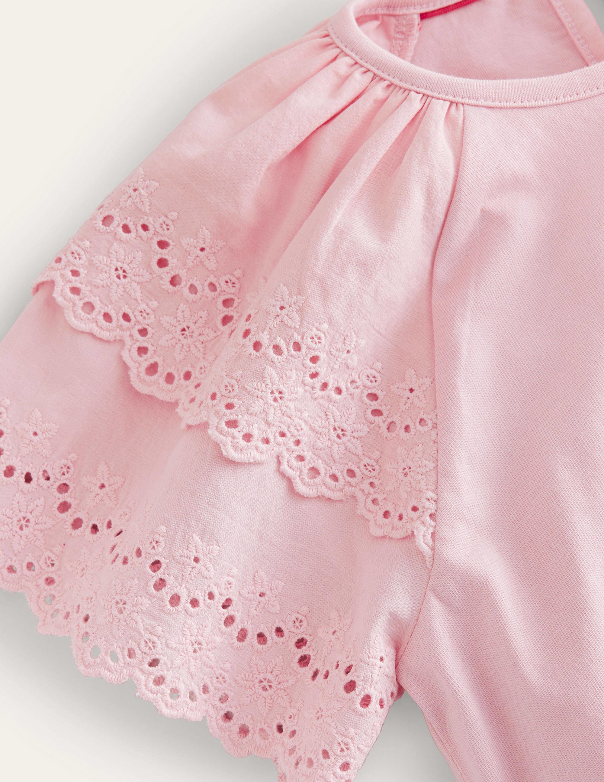 Broderie Mix T-shirt-Boto Pink - Image 3