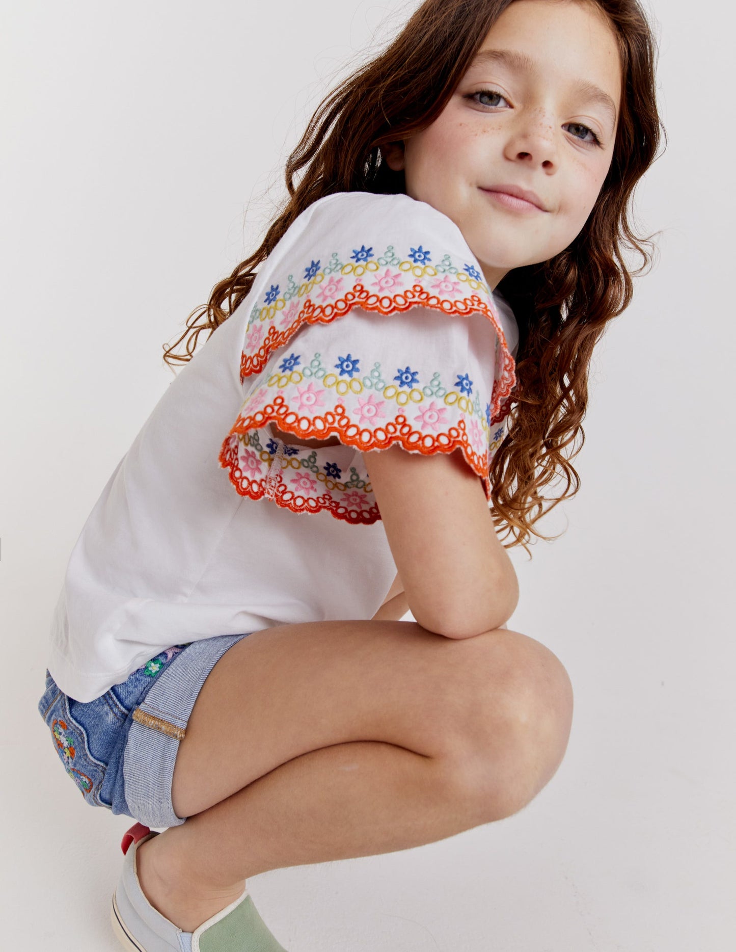 Broderie Mix T-shirt-White