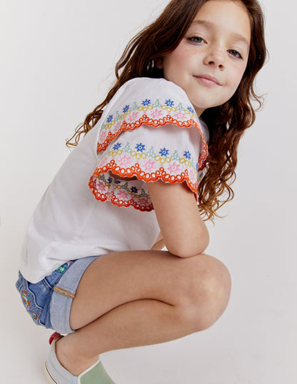 Broderie Mix T-shirt-White-9