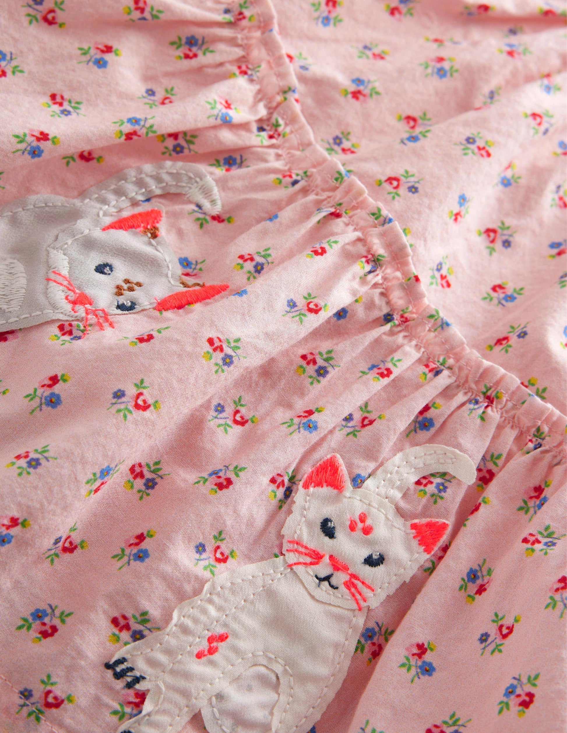 Appliqué Skirt-Dusty Pink Cats-3