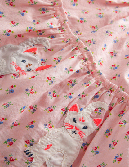 Appliqué Skirt-Dusty Pink Cats-3