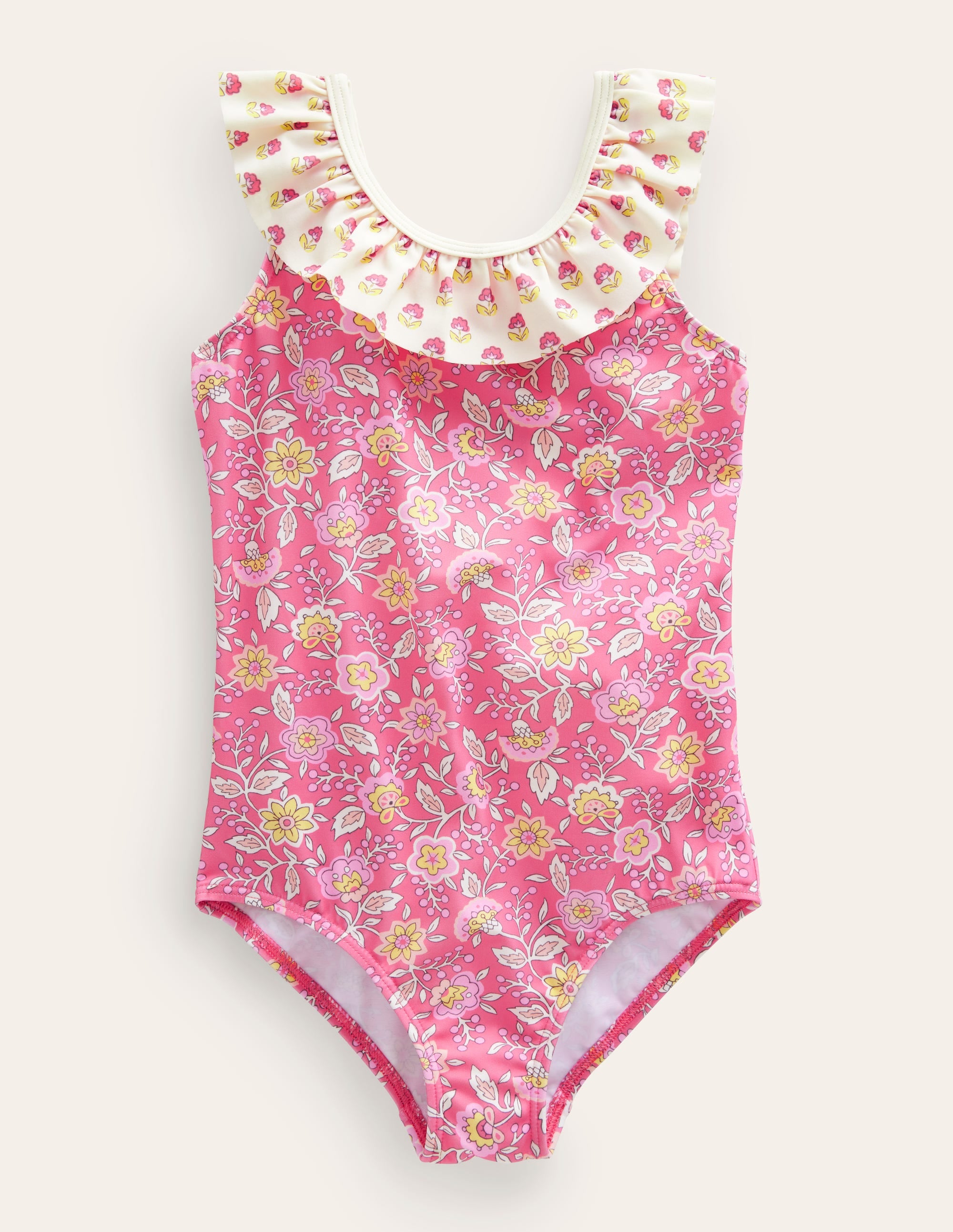 Frilly Swimsuit-Peach Punch Floral Vine - Image 1