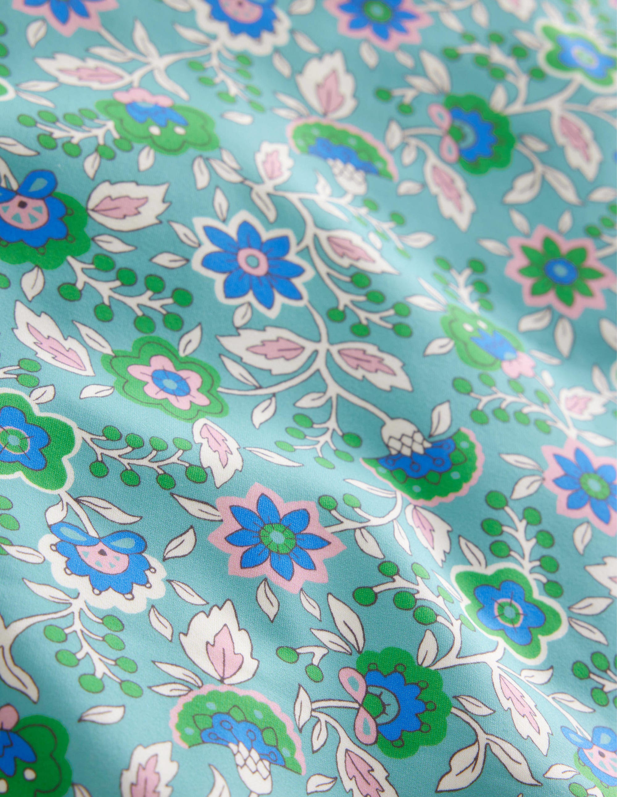Puff Sleeve Swimsuit-Aqua Sea Floral Vine - Image 3
