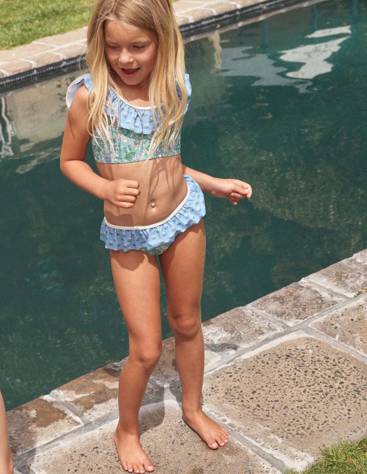 Frilly Bikini-Aqua Sea Floral Vine - Image 4