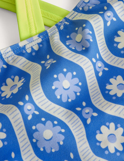 Cross Back Bikini Top-Penzance Blue Daisy Wave-3