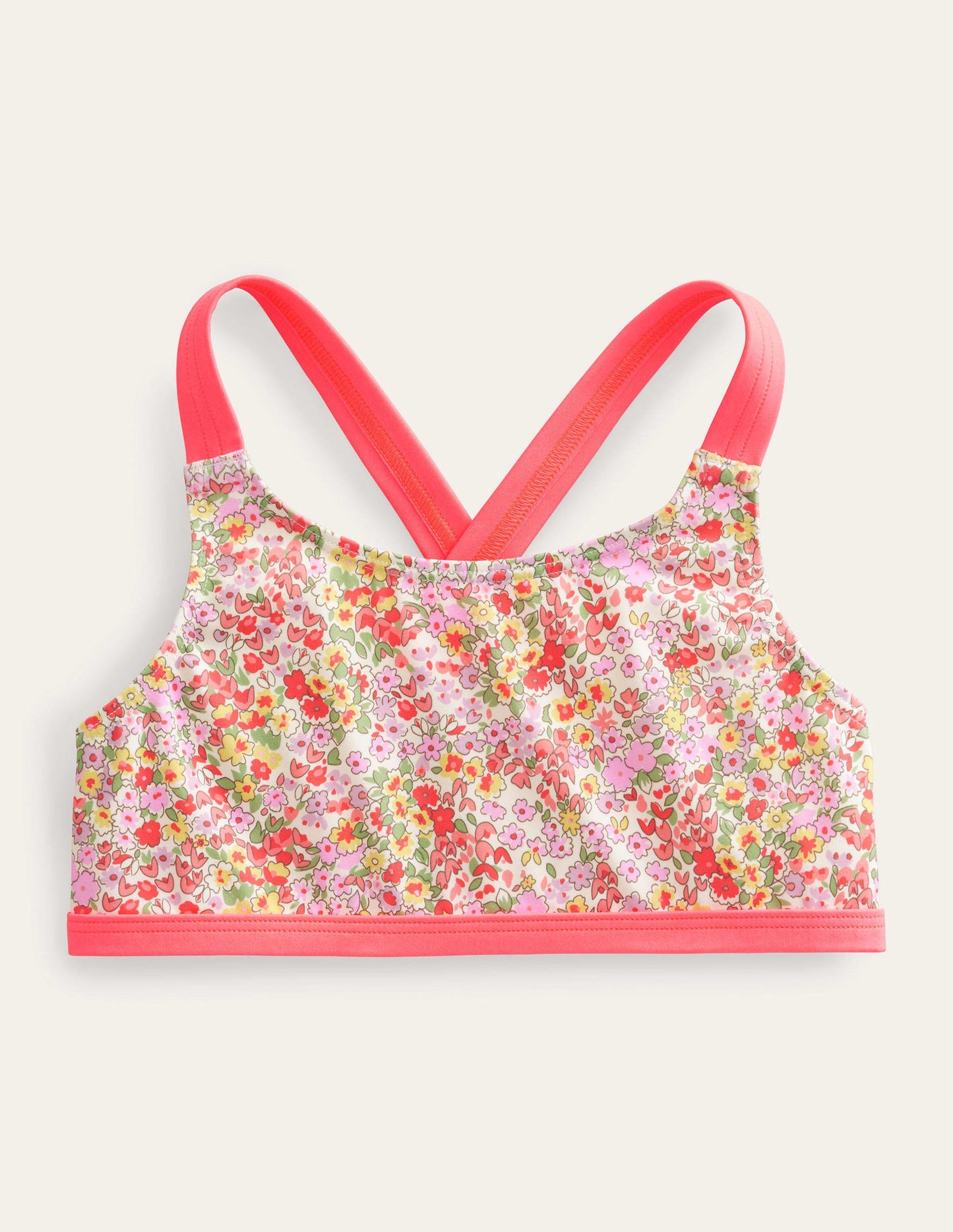 Cross Back Bikini Top-Vanilla Pod Spring Time Floral