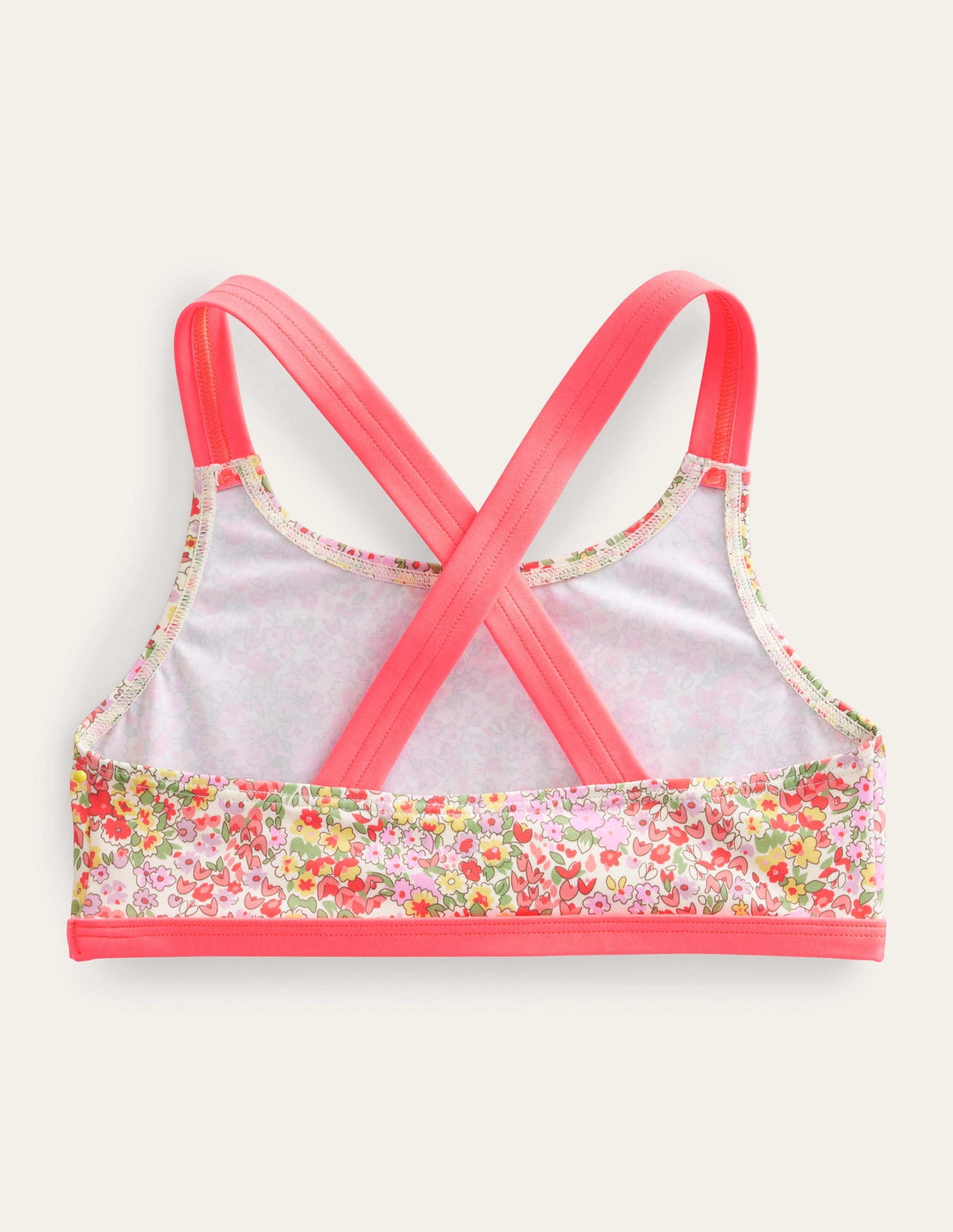 Cross Back Bikini Top-Vanilla Pod Spring Time Floral - Image 2