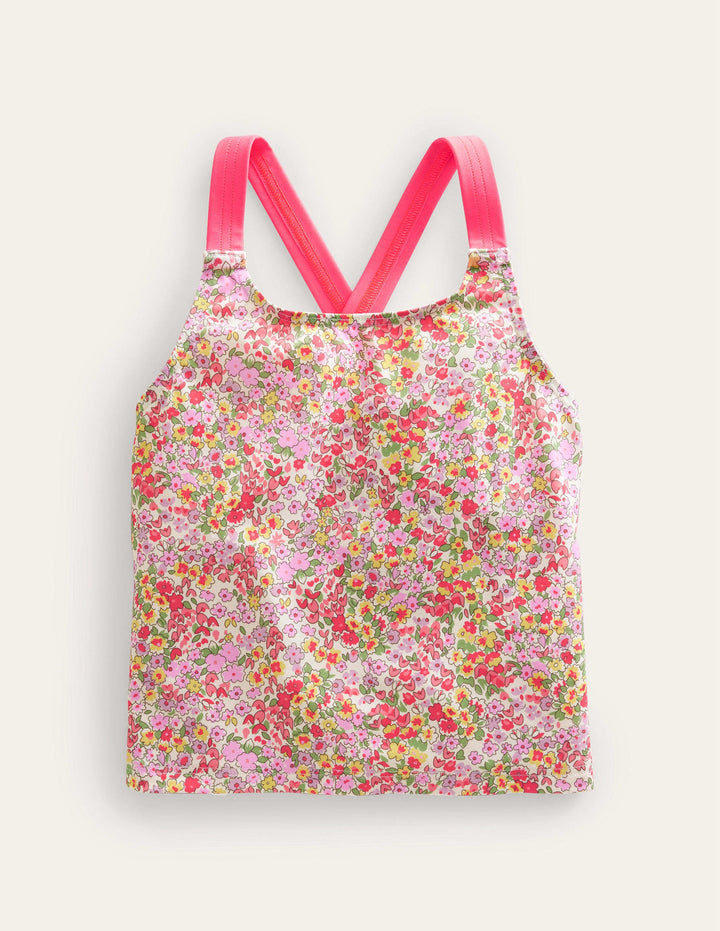 Cross Back Tankini Top-Vanilla Pod Spring Time Floral