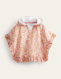 Towelling Poncho Hoodie-Spring Time Floral