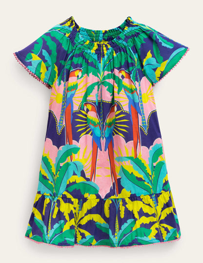 Smocked Kaftan-Multi Parrot-1