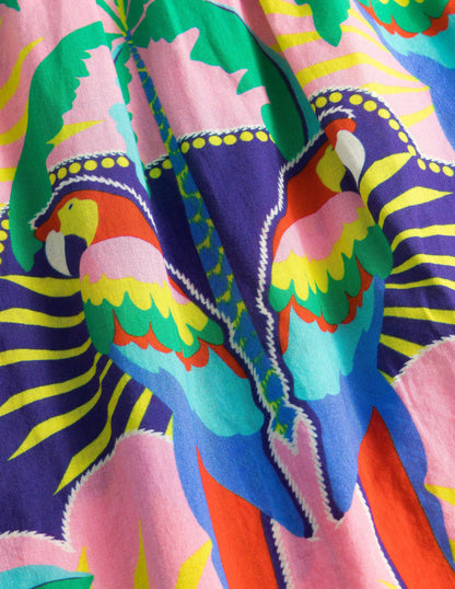 Smocked Kaftan-Multi Parrot-3