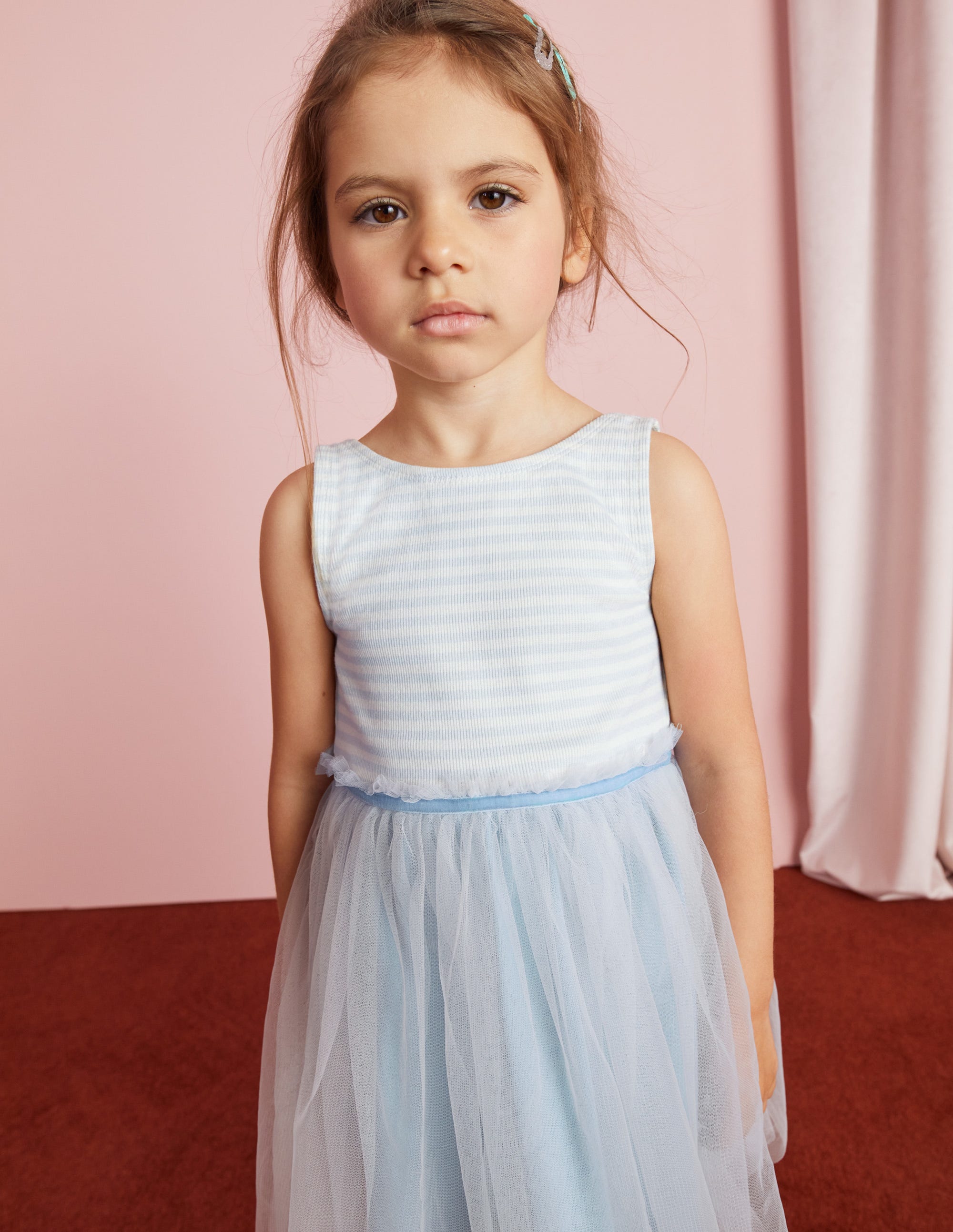 Jersey Tulle Mix Dress-Provence Blue - Image 5