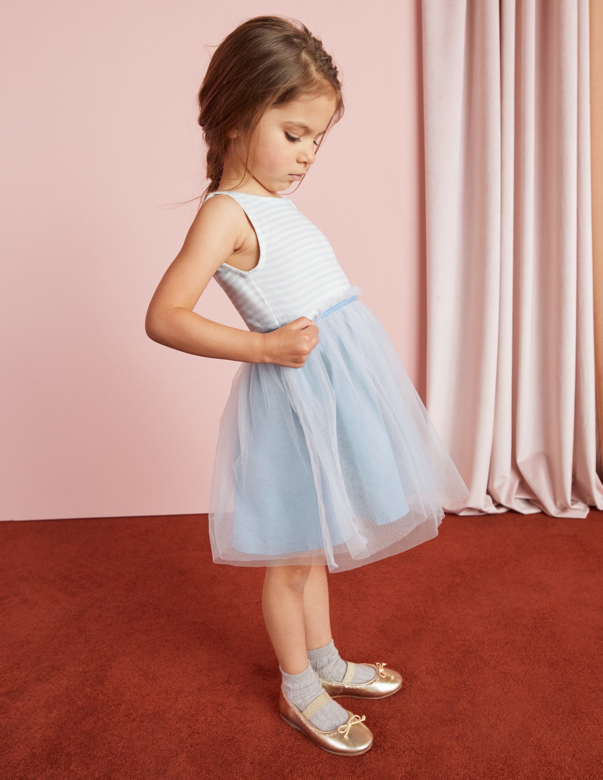 Jersey Tulle Mix Dress-Provence Blue - Image 6