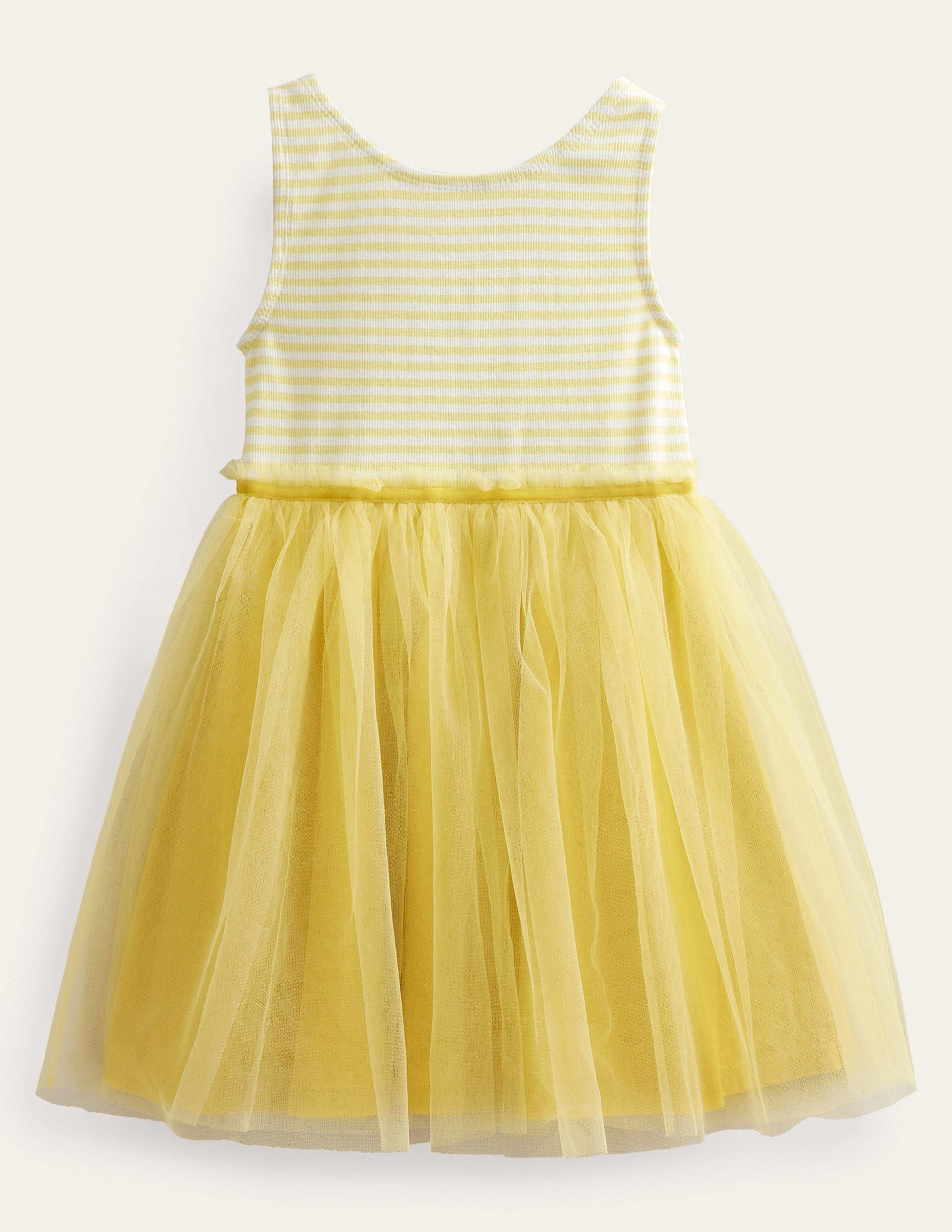 Jersey Tulle Mix Dress-Lemon Yellow-1