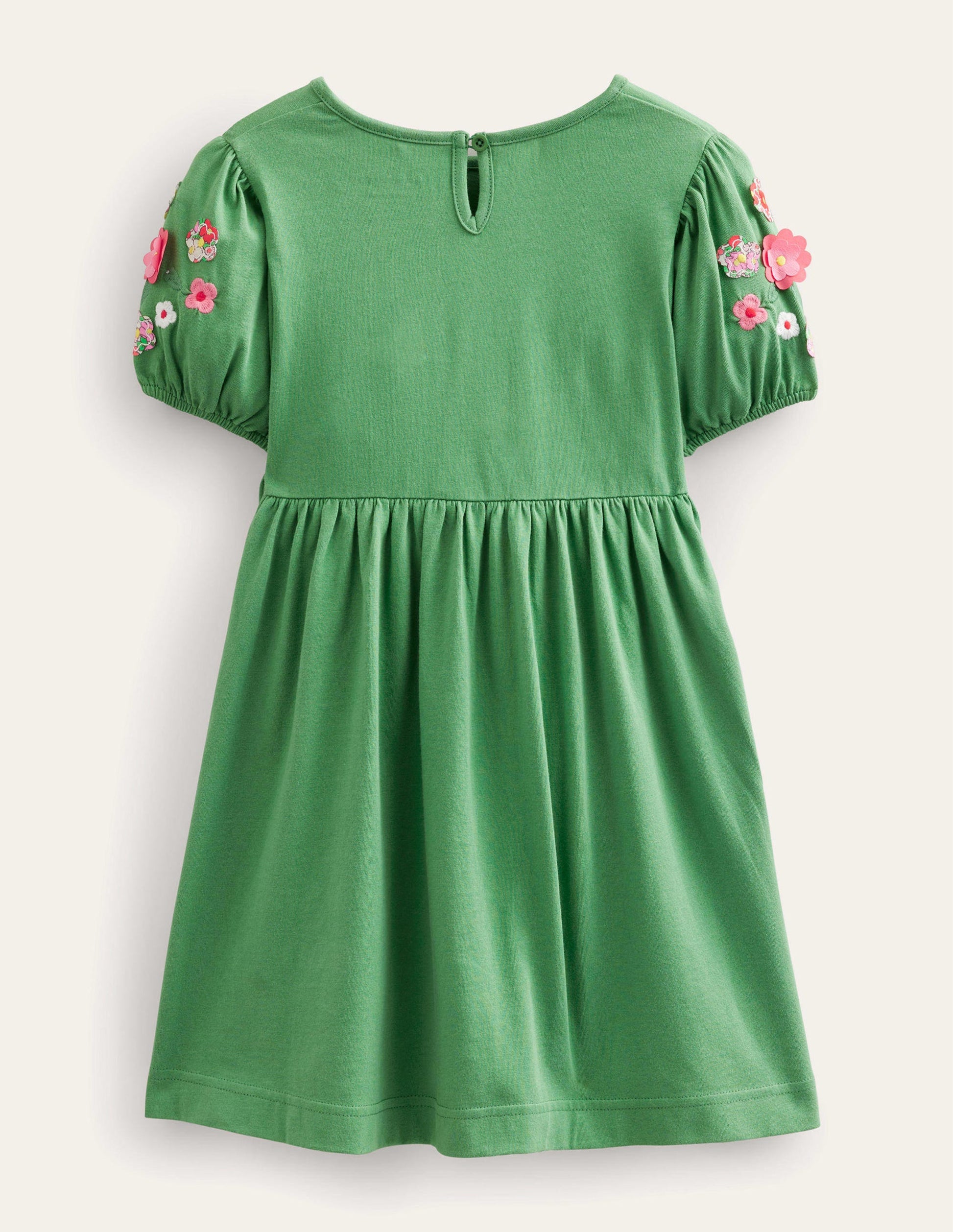 Jersey Appliqué Dress-Deep Grass Green Horses-2