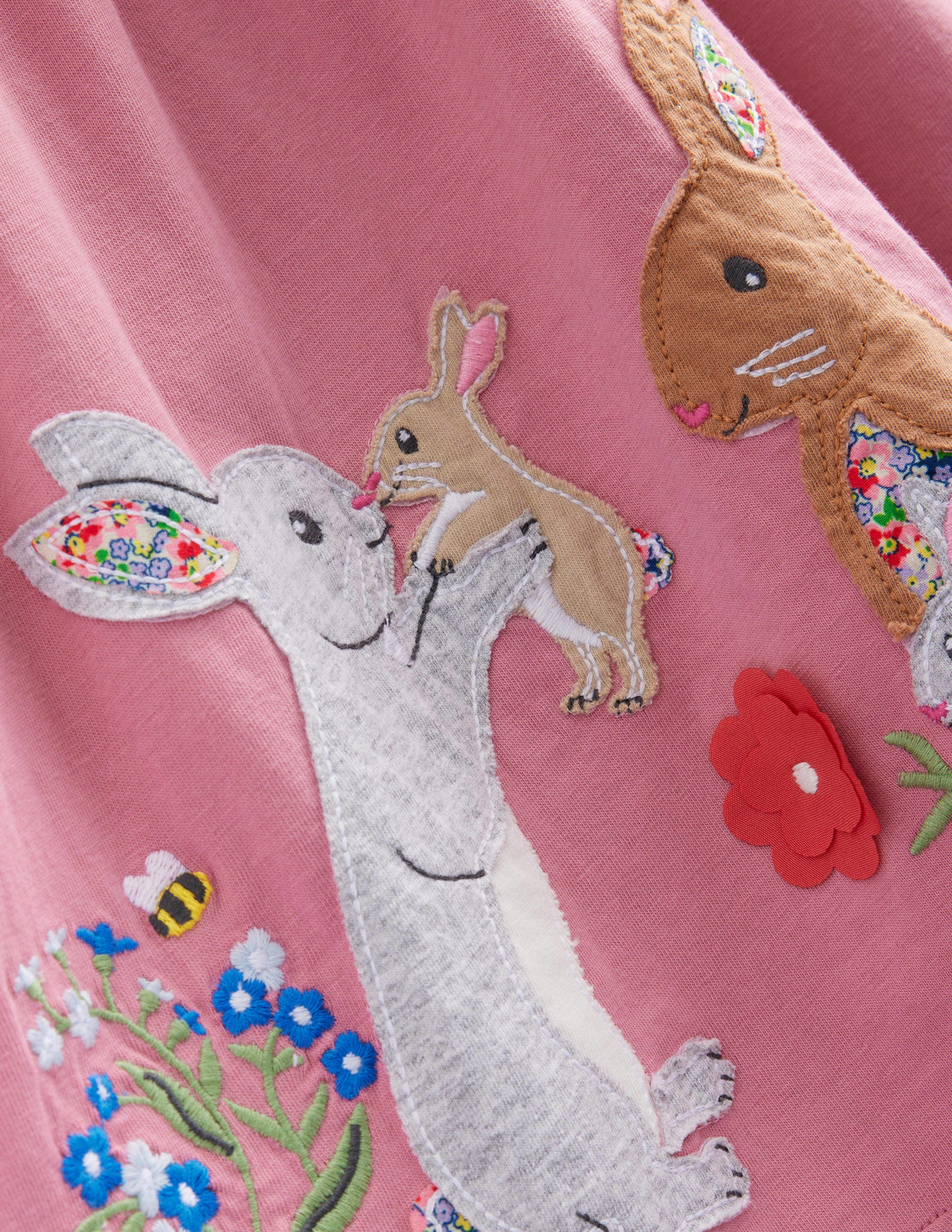 Jersey Appliqué Dress-Formica Pink Bunnies - Image 3