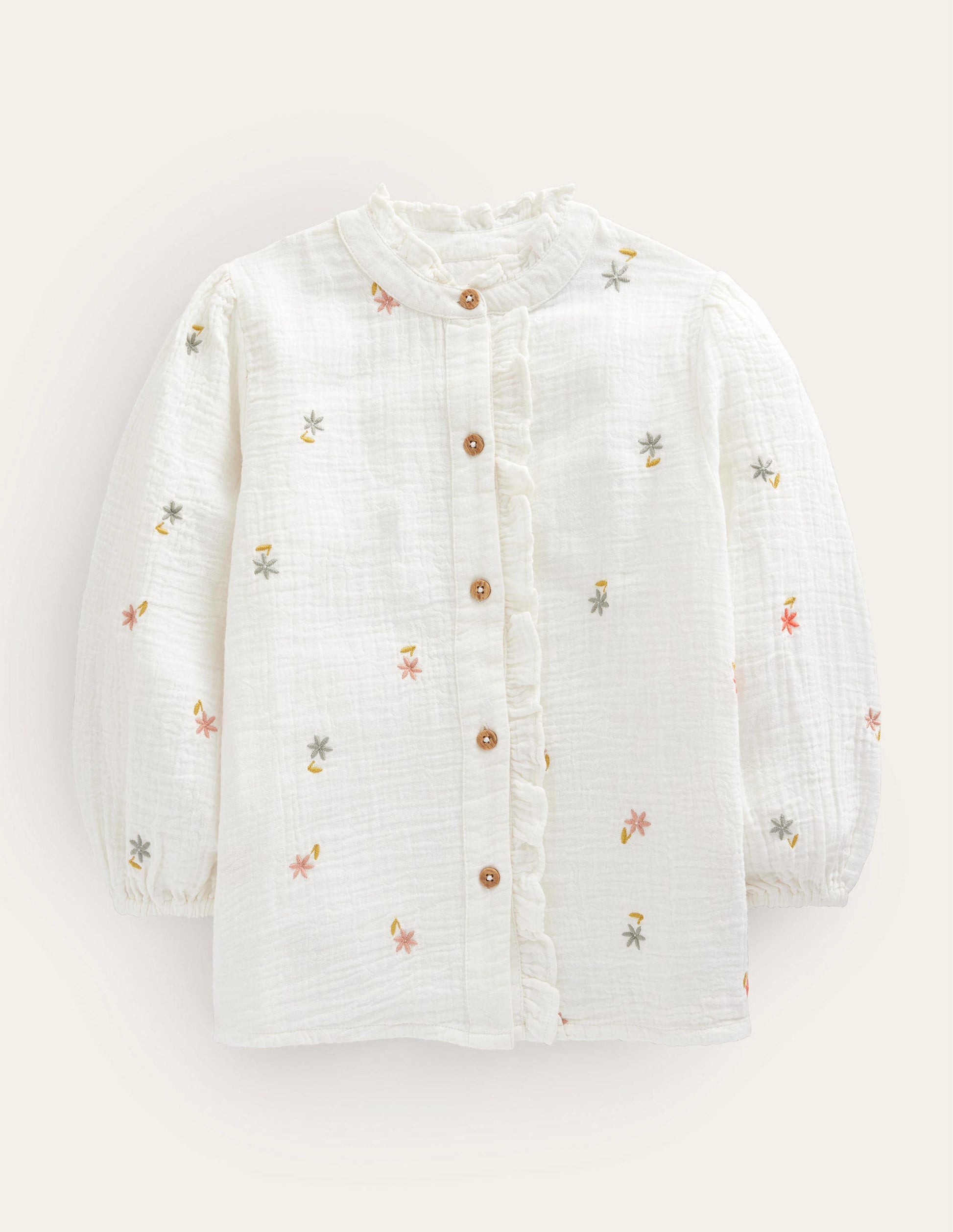 Double Cloth Embroidered Top-Ivory Floral-1