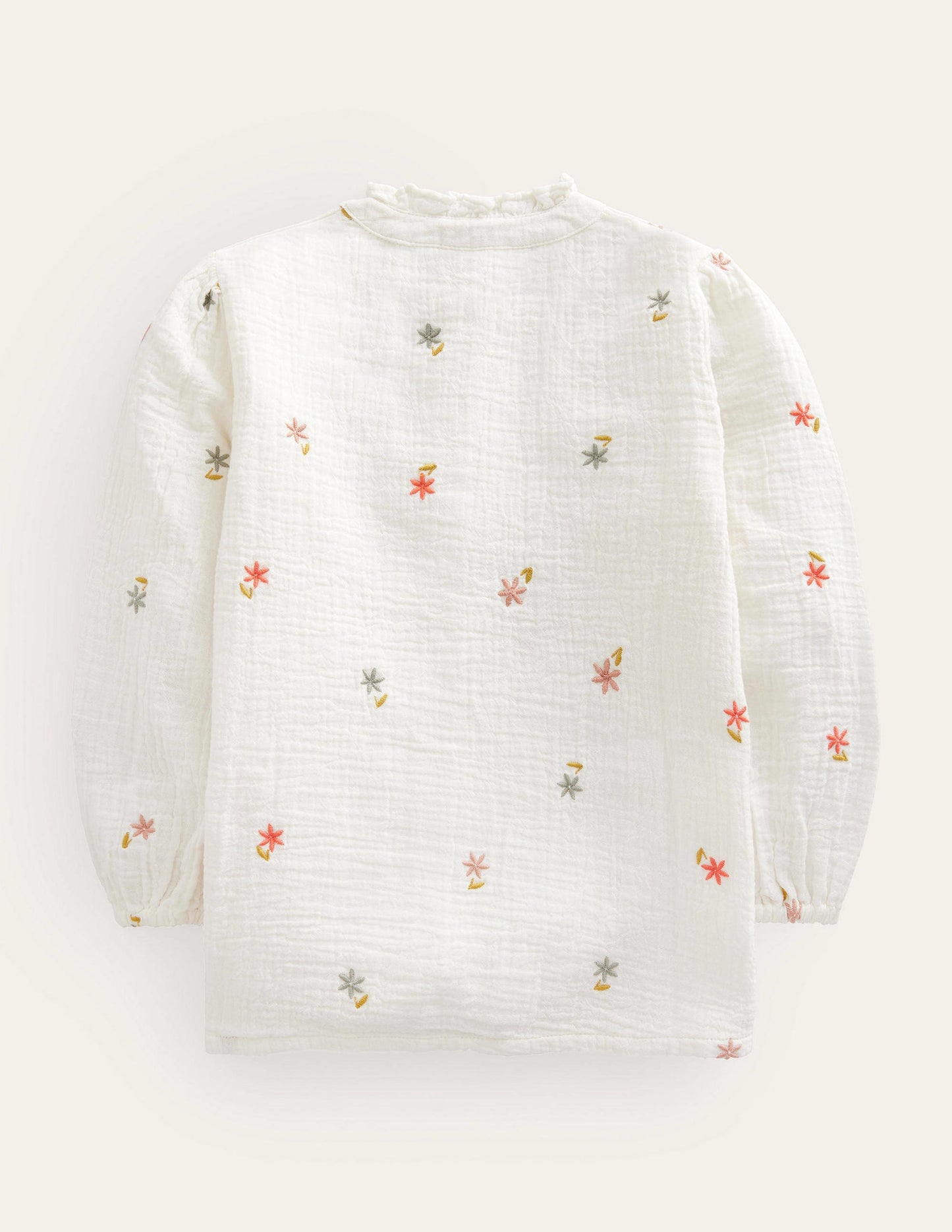 Double Cloth Embroidered Top-Ivory Floral