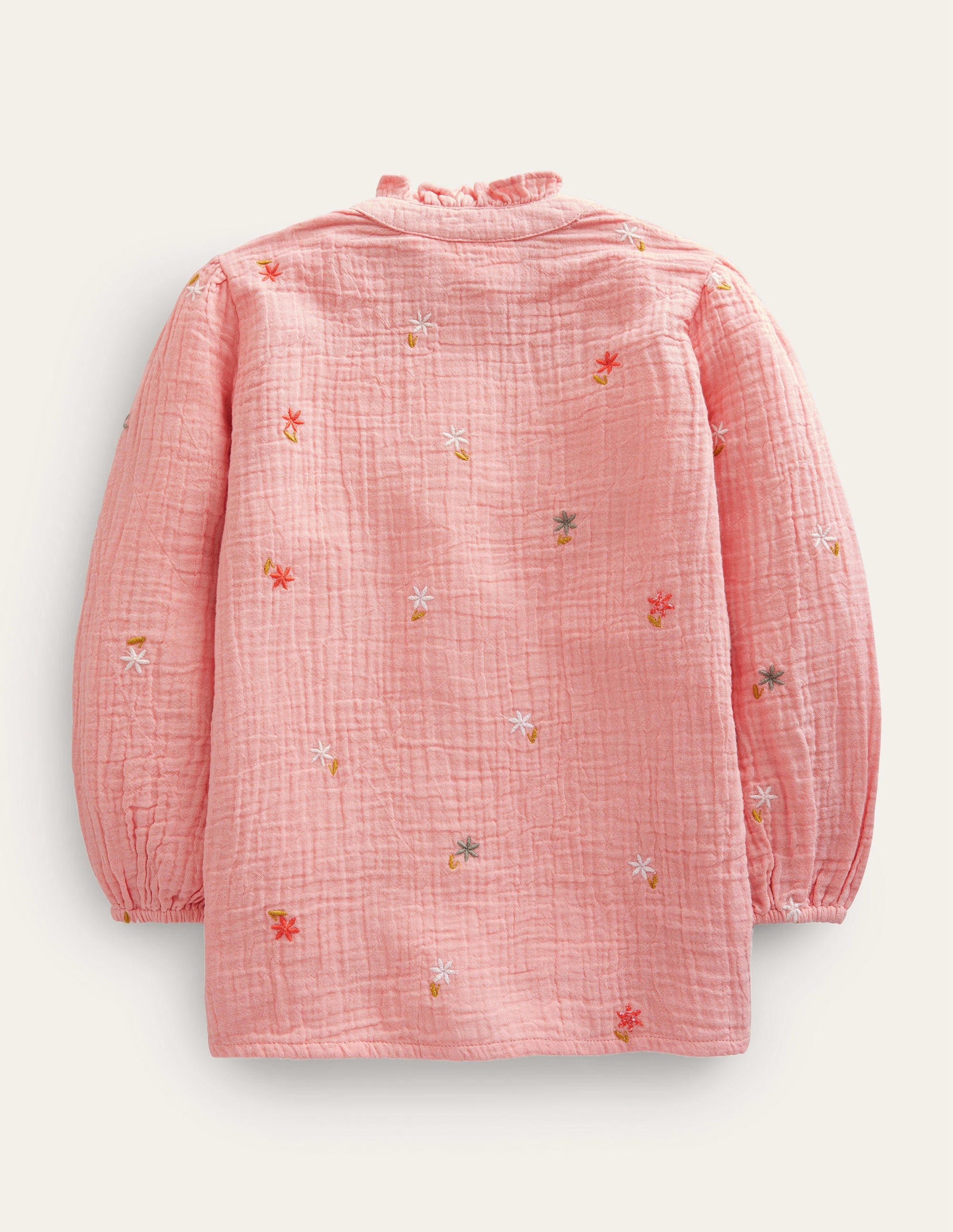 Double Cloth Embroidered Top-Dusty Pink Floral - Image 2
