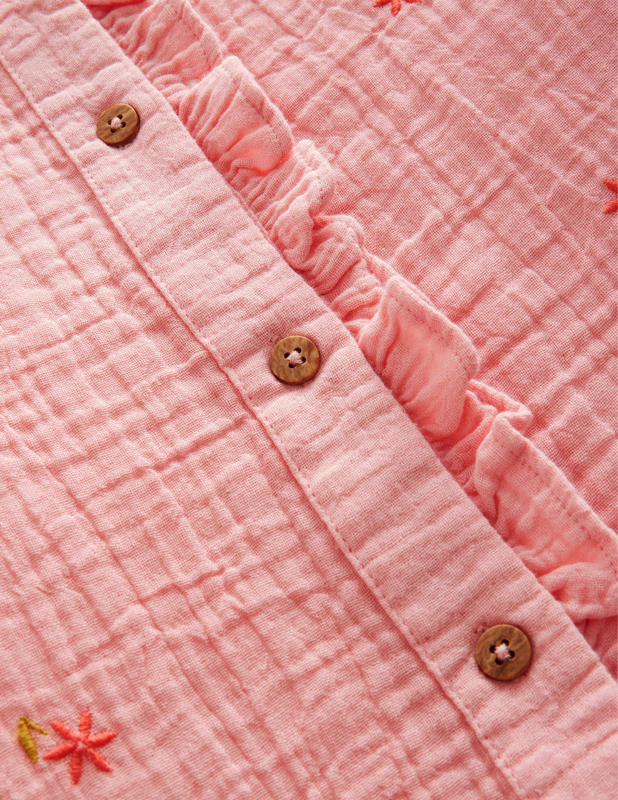 Double Cloth Embroidered Top-Dusty Pink Floral - Image 3