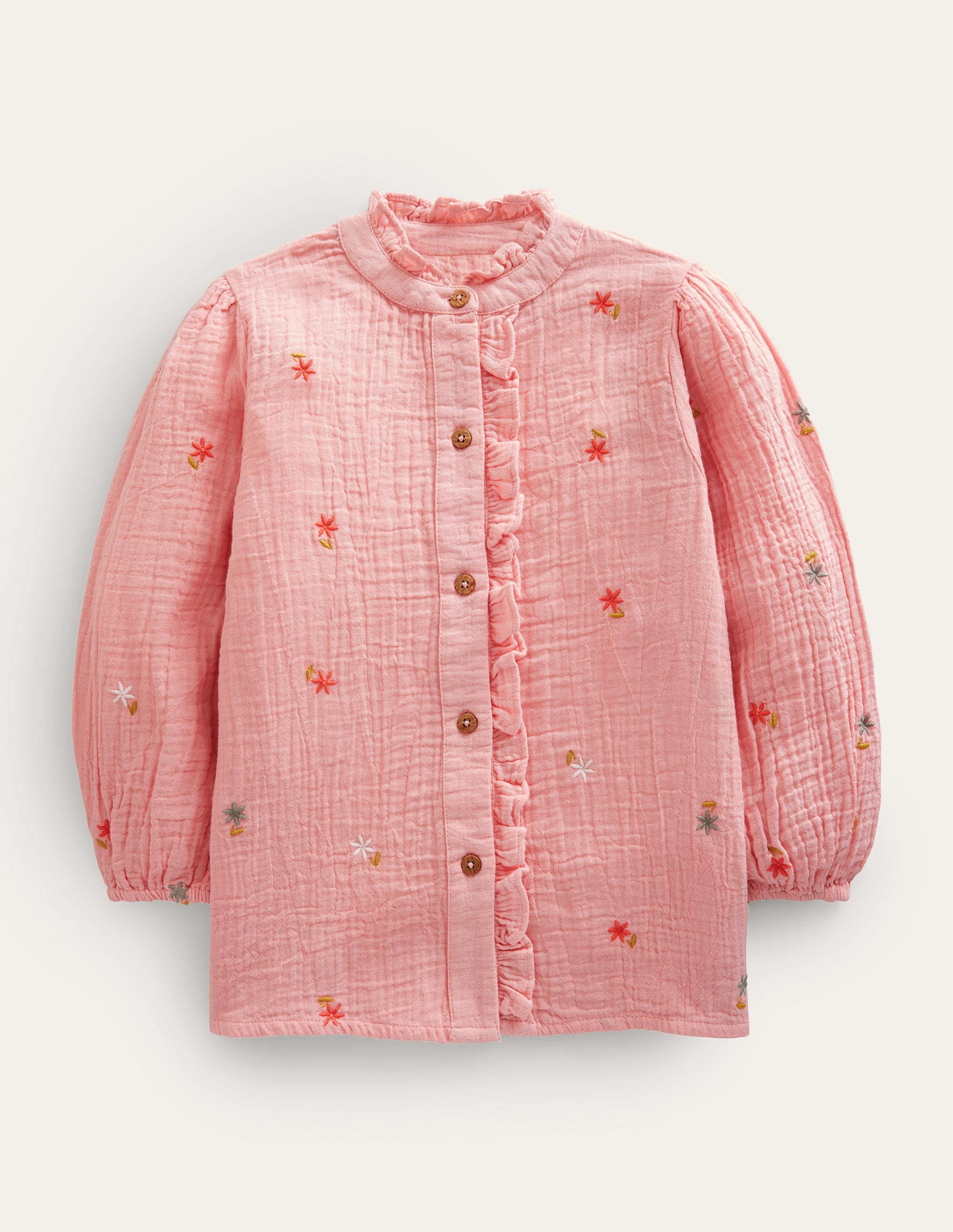 Double Cloth Embroidered Top-Dusty Pink Floral - Image 1