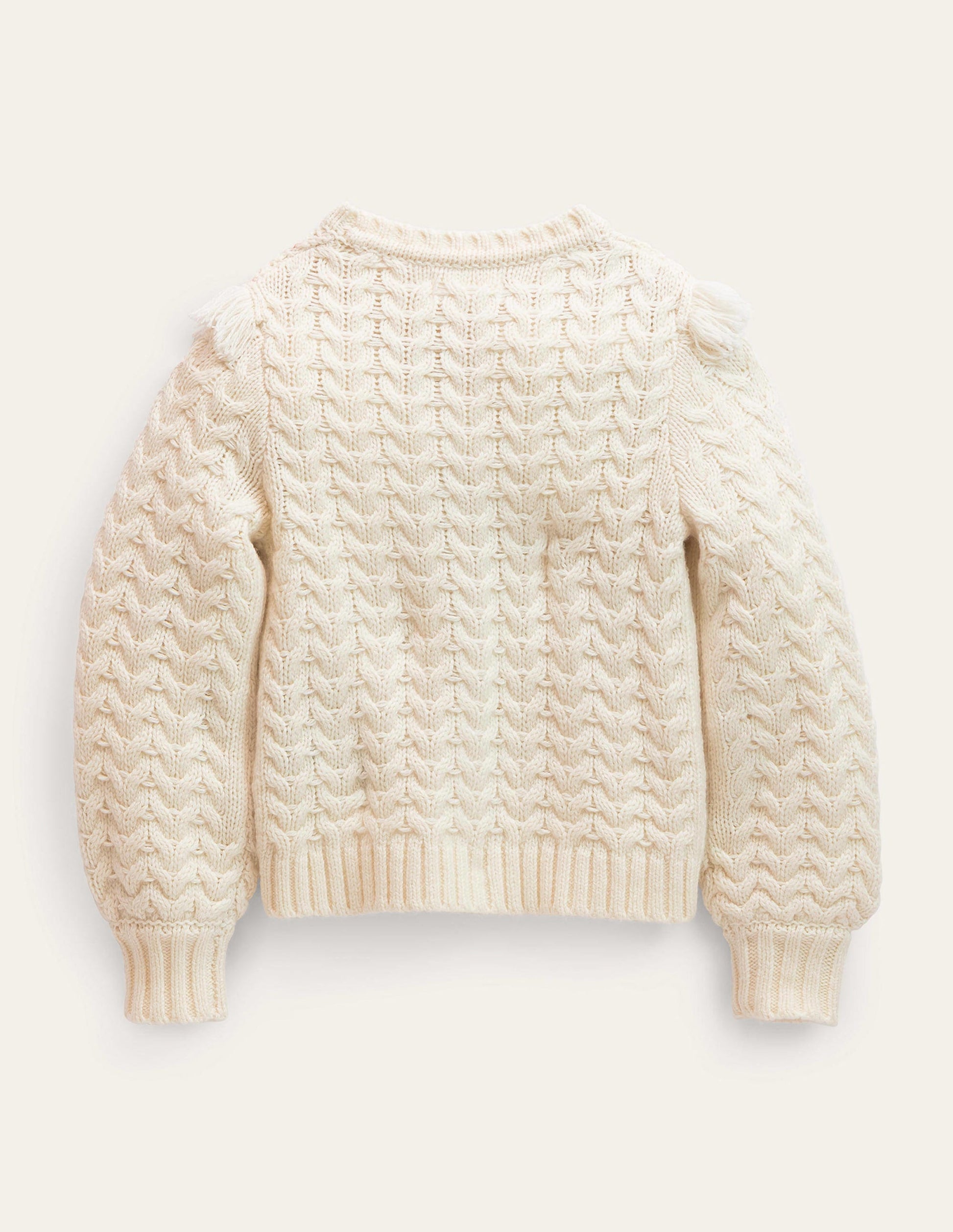 Tassle Yoke Cable Cardigan-Ecru Marl-2